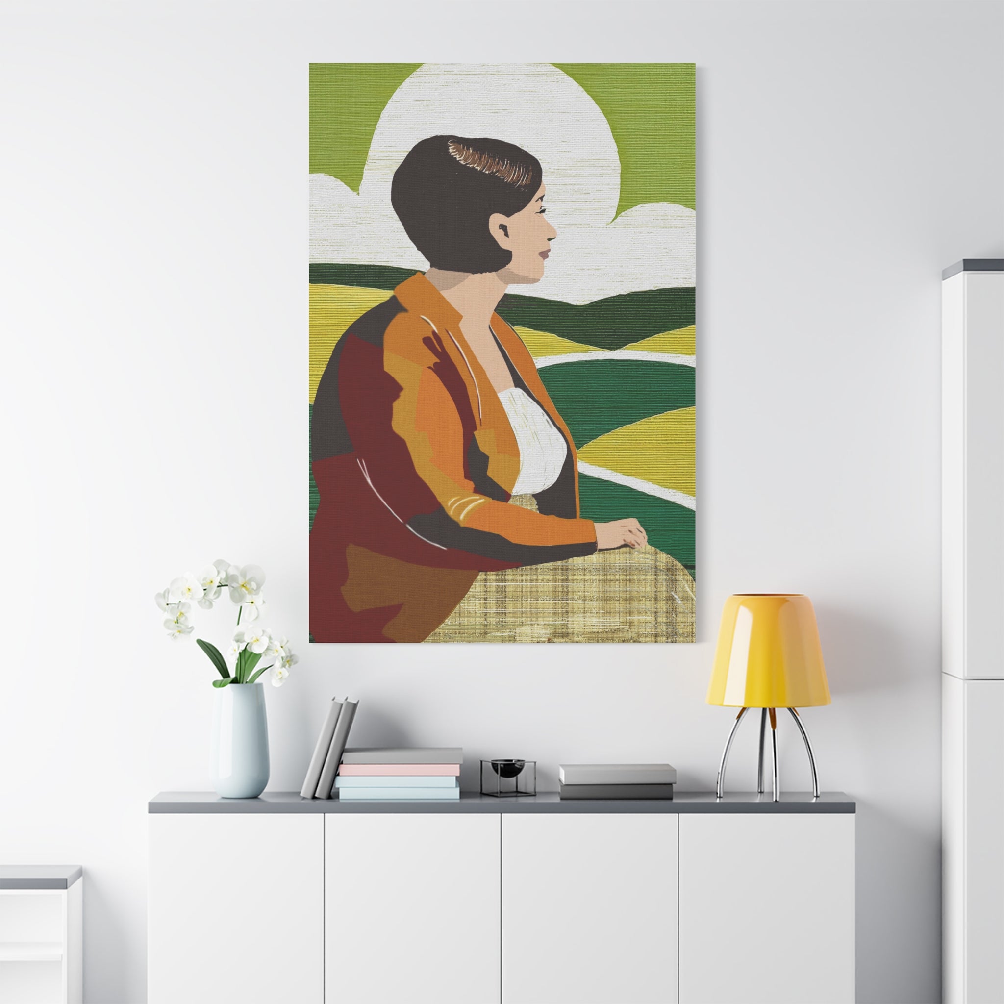 Content Where You Are - Abstract Portrait of Woman - Matte Canvas, Stretched, 1.25"