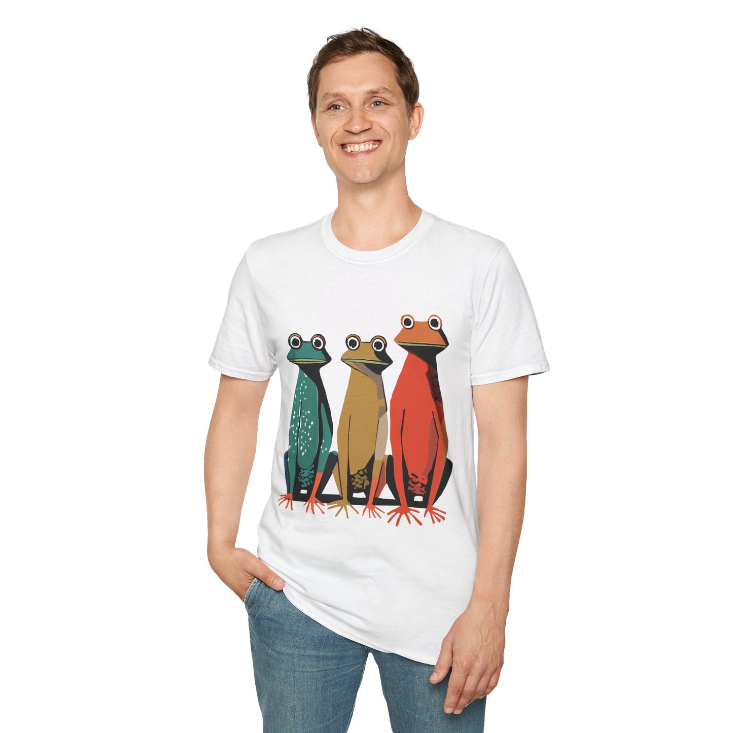 Three Frog Friends Graphic Art Print - 100% Cotton T-Shirt