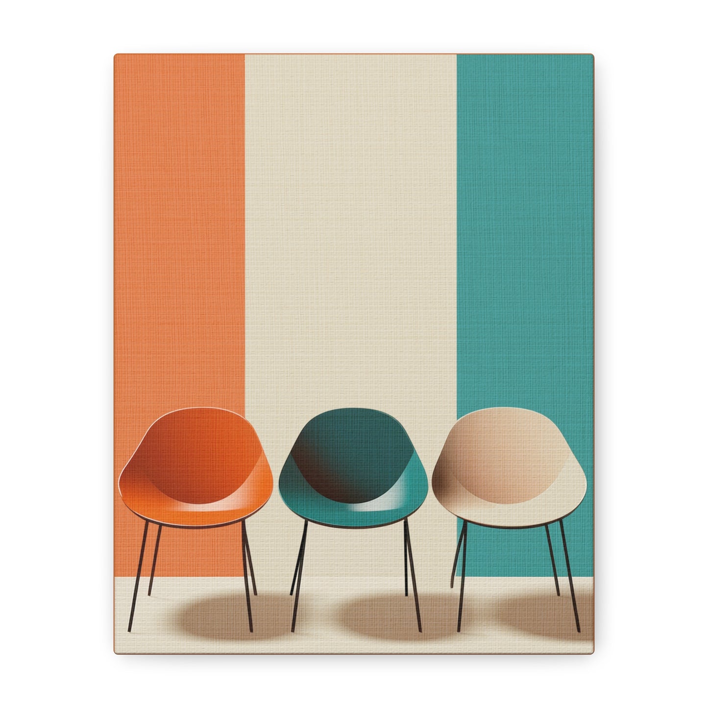 Midwest Modern Mid-Century Chair Trio Art Print - Matte Canvas, Stretched, 1.25"