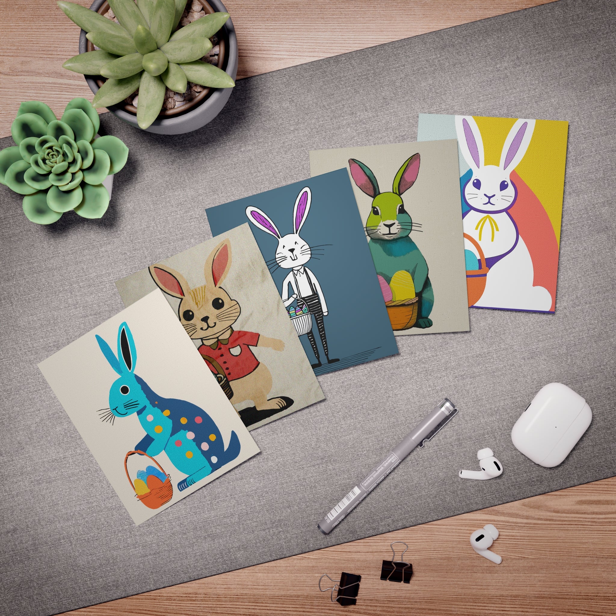 Multi-Design Easter Bunny Greeting Card (5-Pack) -  Holiday Collection