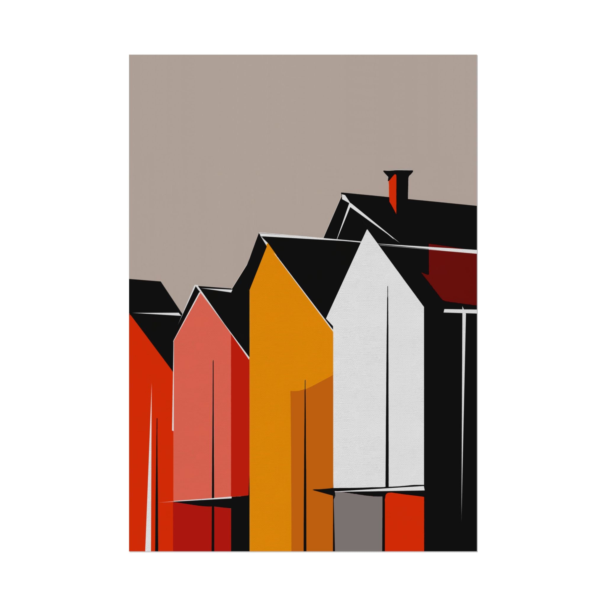 Mid Century Modern Inspired Houses Homes Art Print Rolled Poster | Wall Art, Midwest Mod, Prairie, Architecture