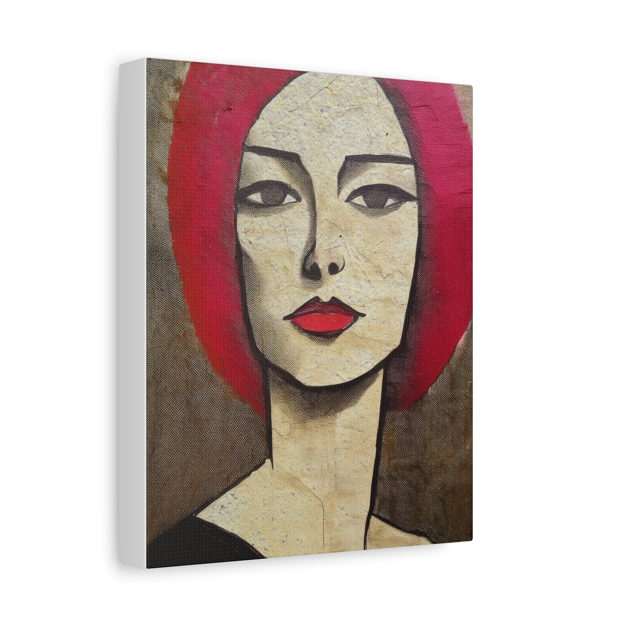 Abstract Woman Girl Portrait Pink Positive Print - Matte Canvas, Stretched, 1.25"