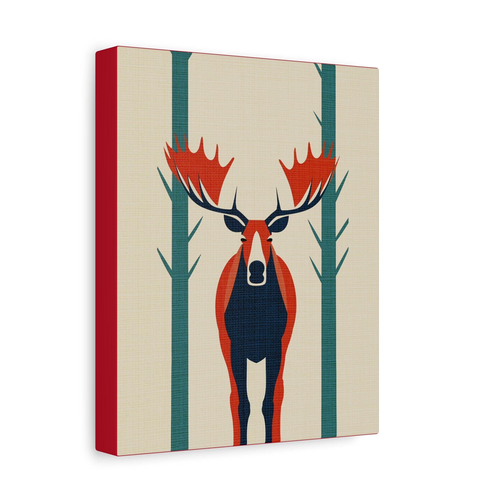 Midwest Mod Moose in Forest No. 1 Winter Print- Matte Canvas, Stretched, 1.25", holiday decor, winter, moose, forest