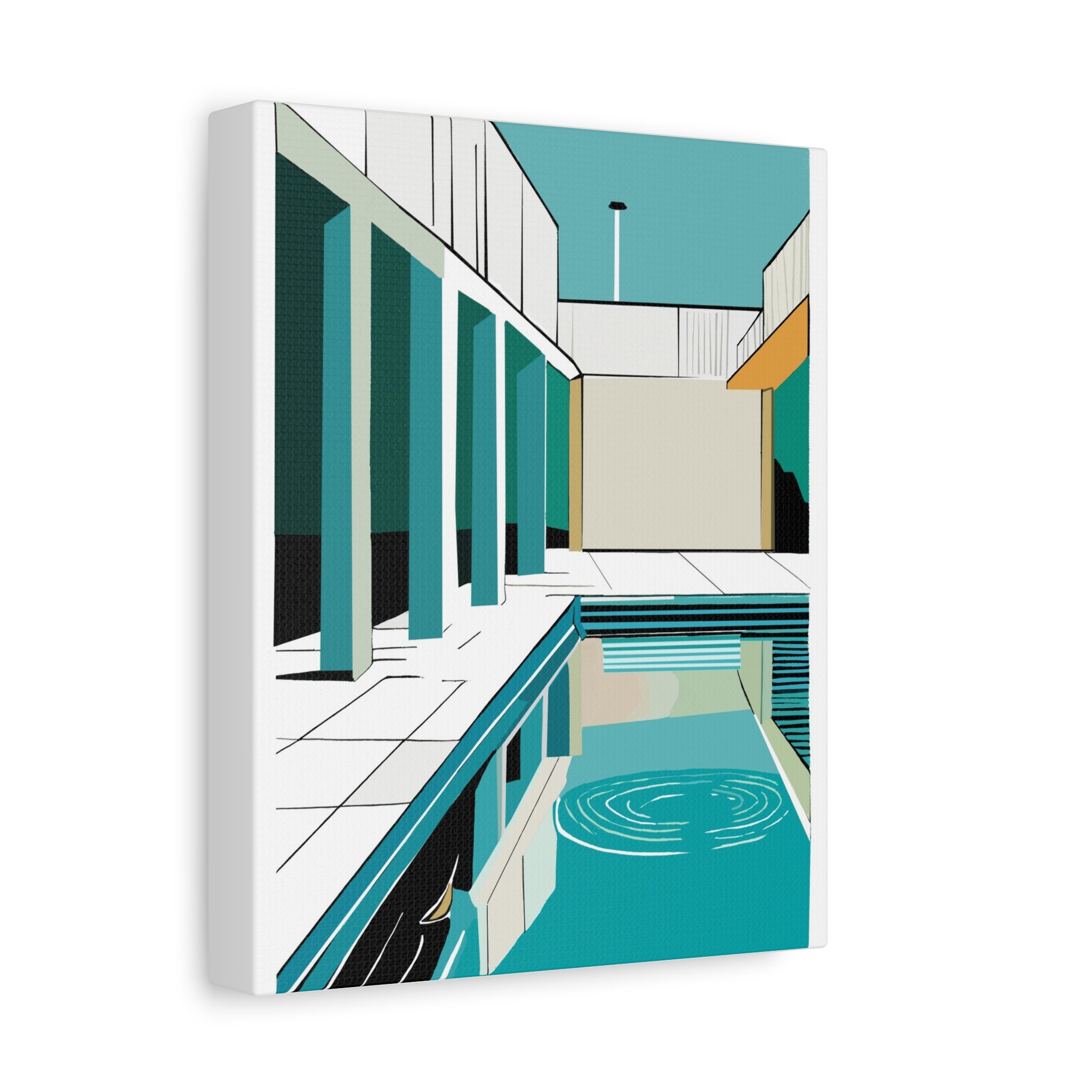 Mid Century Modern Inspired Pool Number One - Matte Canvas, Stretched, 1.25"