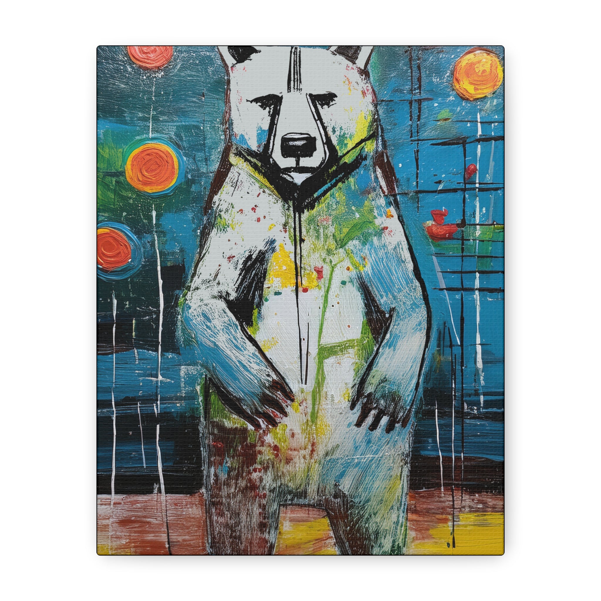 Midwest MCM Inspired Grizzly Bear Collaborative Abstract Modern Art Print Number Two - Matte Canvas, Stretched, 1.25"