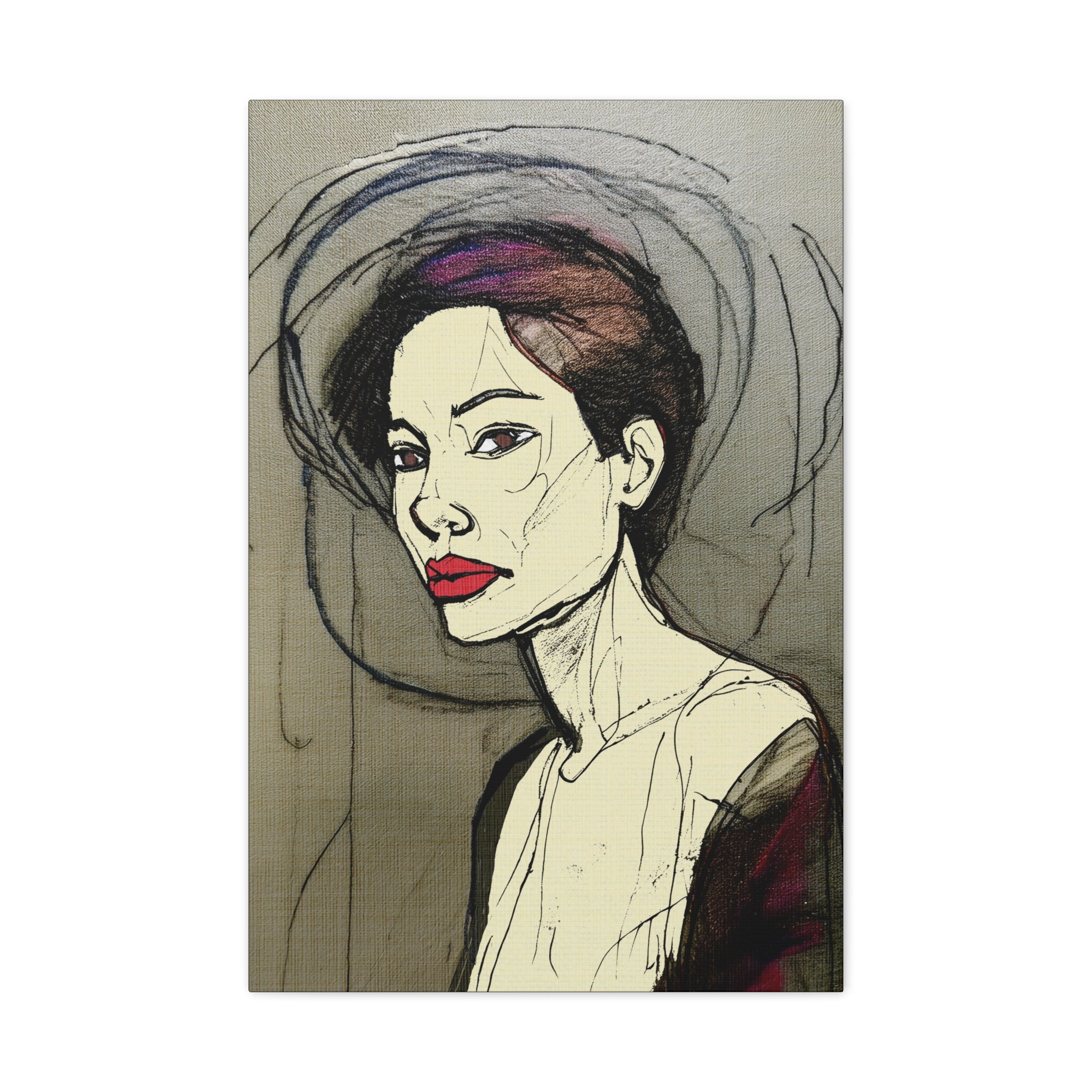 Abstract Woman Portrait Collaborative Modern Art Print Number One - Matte Canvas, Stretched, 1.25"