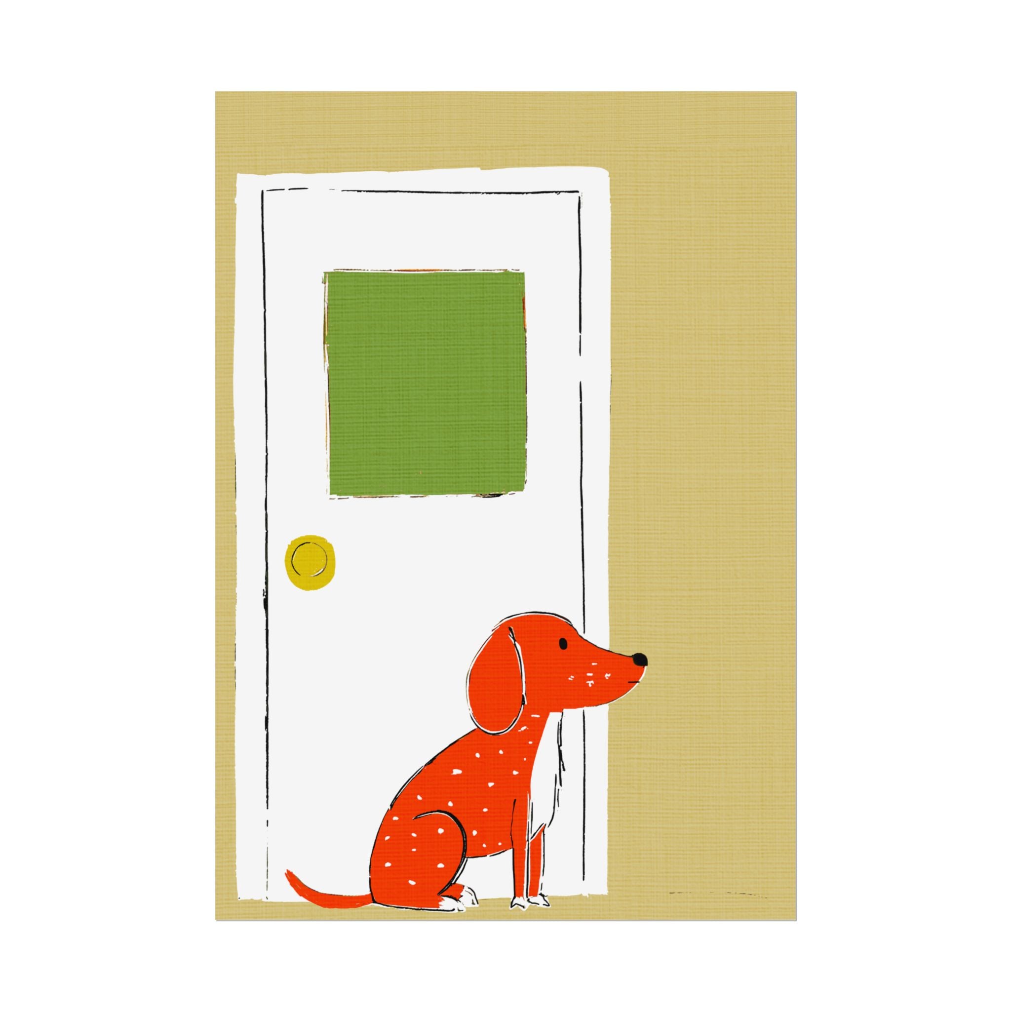 Midwest Mod Dog at Door Nursery Kids Art Print Rolled Poster | Wall Art, Midwest Mod, Dog, Dog at Door, Welcome Home