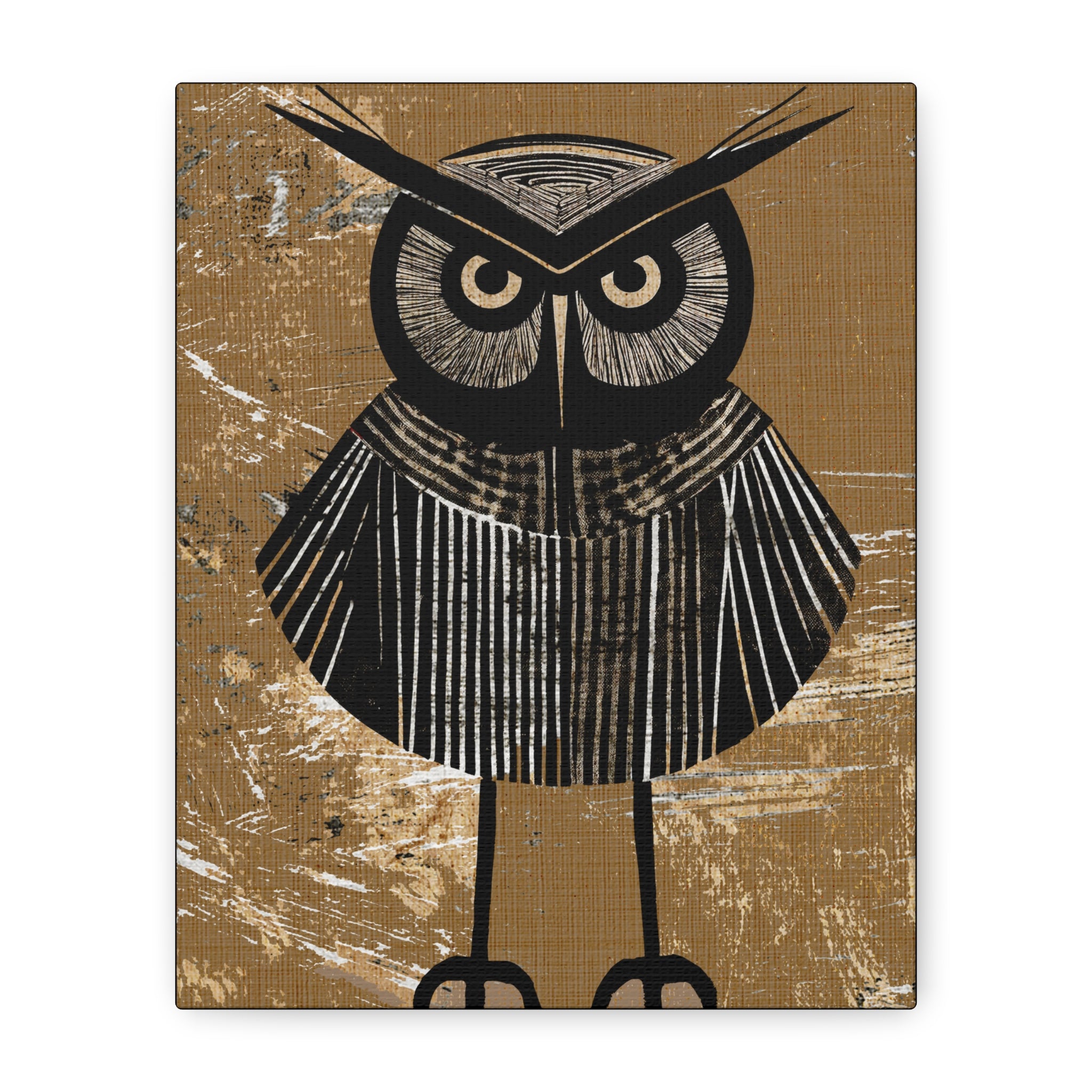 Mid Century Modern Short Owl No. 2 Art Print - Matte Canvas, Stretched, 1.25"