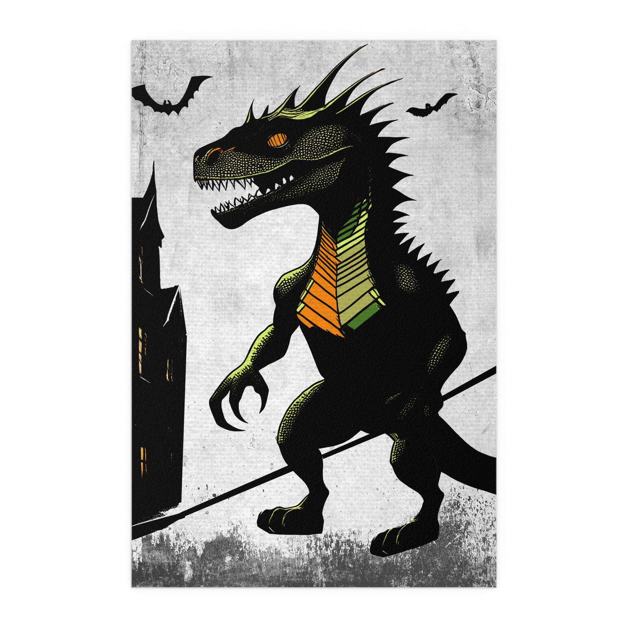 Midwest Mod Godzilla Monster Seasonal Silk Poster, Indoor and Outdoor Decor, Unique Home Decor, Seasonal Decor, Halloween, godzilla creature