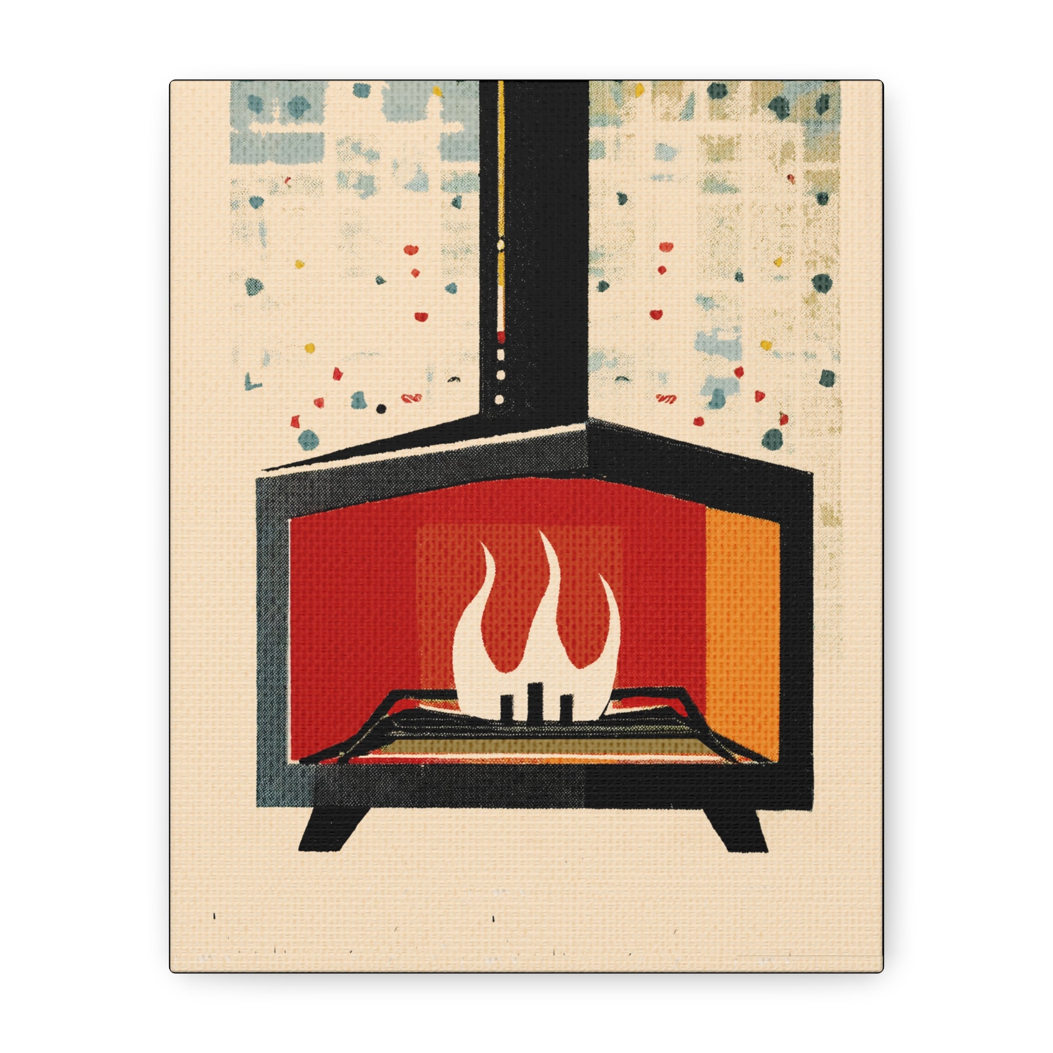 Mid Century Modern Fireplace Art Print - Matte Canvas, Stretched, 1.25"