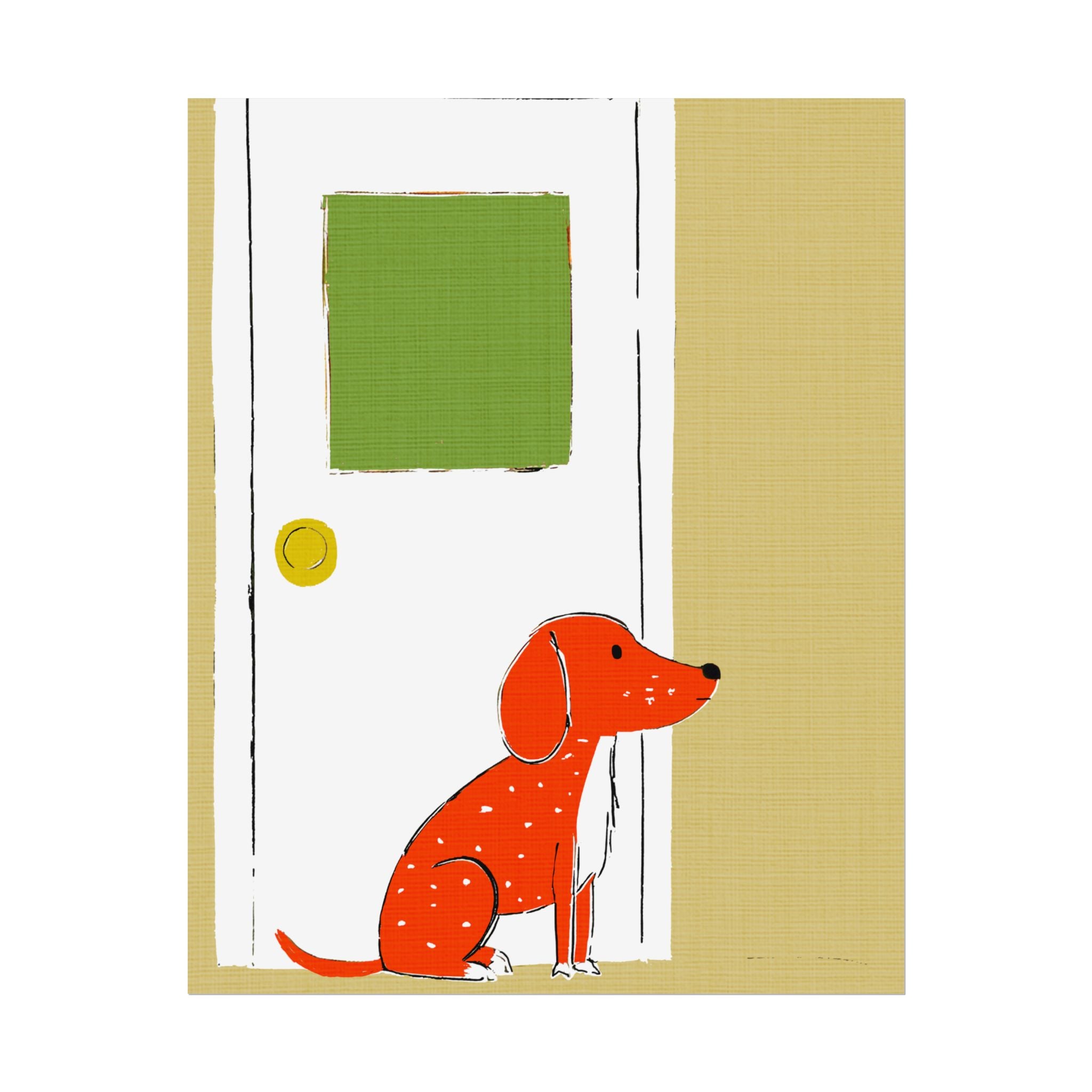 Midwest Mod Dog at Door Nursery Kids Art Print Rolled Poster | Wall Art, Midwest Mod, Dog, Dog at Door, Welcome Home