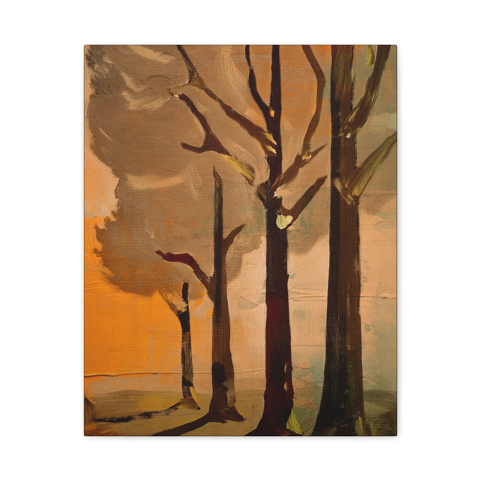 Midwest Mod Summer Cottonwood Trees Art Print - Matte Canvas, Stretched, 1.25"