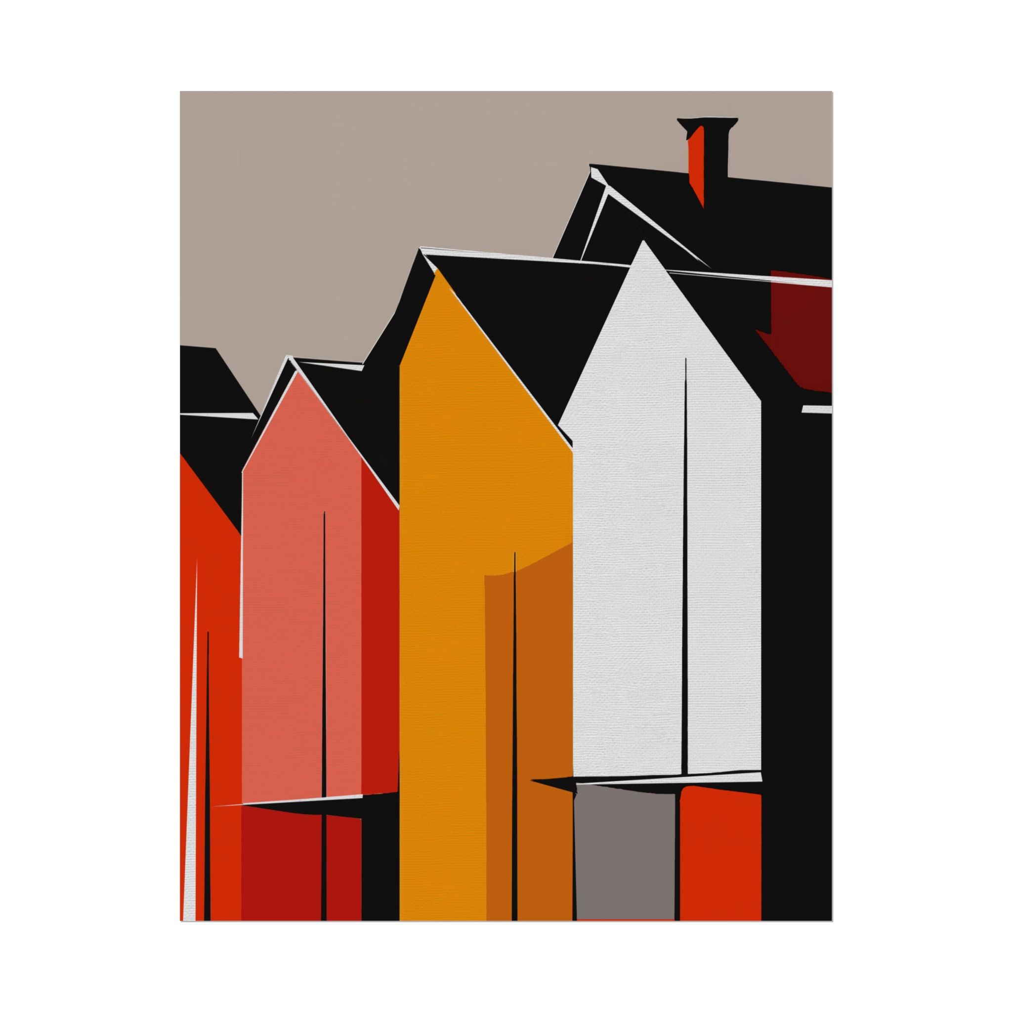Mid Century Modern Inspired Houses Homes Art Print Rolled Poster | Wall Art, Midwest Mod, Prairie, Architecture