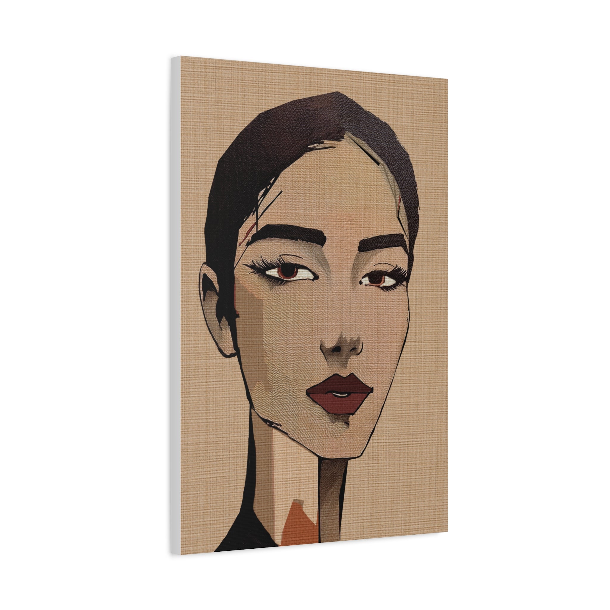 Abstract Woman Portrait Short Hair Don't Care Art Print - Matte Canvas, Stretched, 1.25"