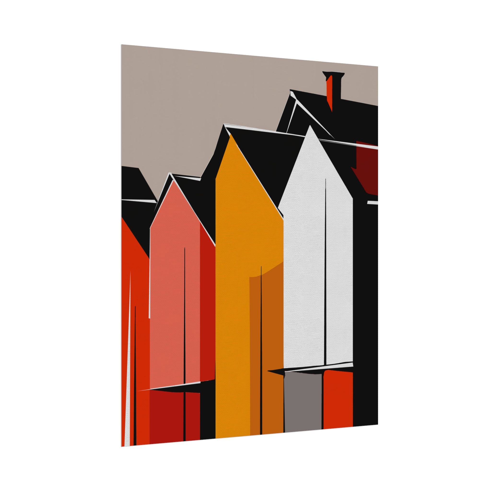 Mid Century Modern Inspired Houses Homes Art Print Rolled Poster | Wall Art, Midwest Mod, Prairie, Architecture