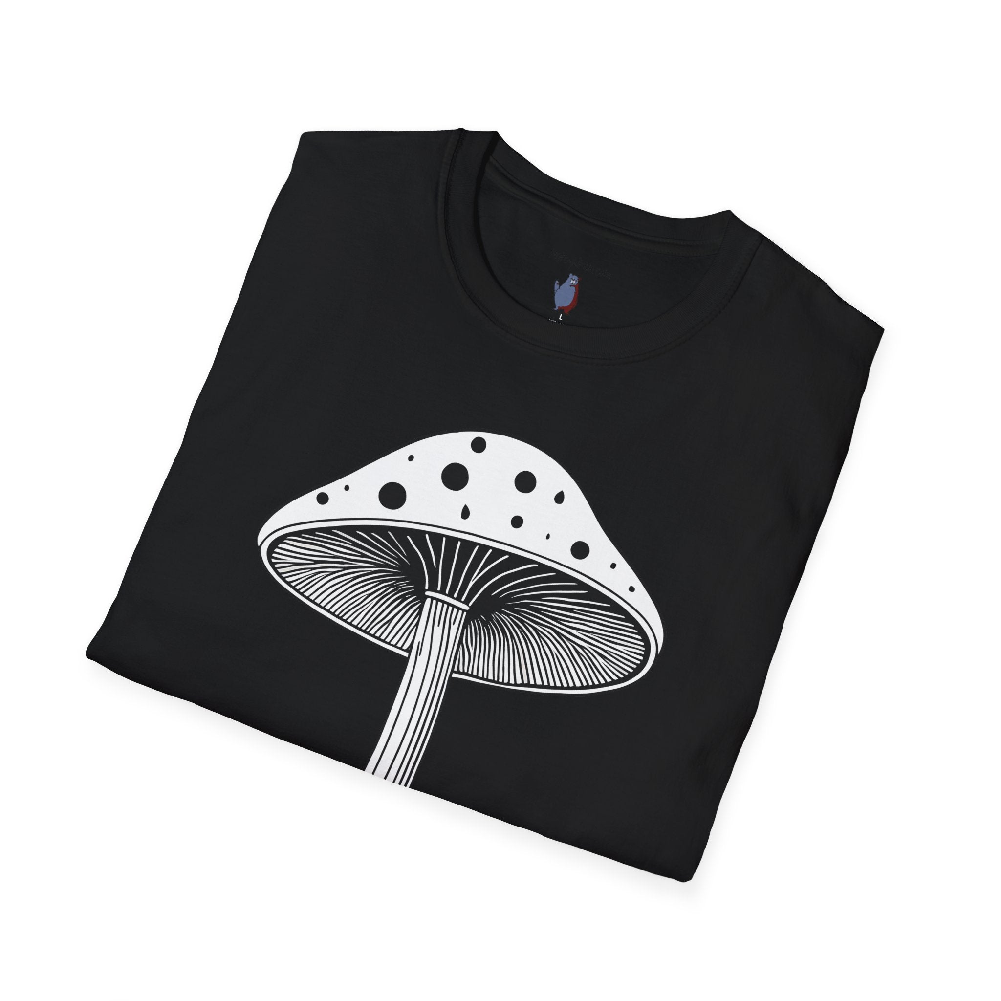 Black and White Mushroom Graphic Art Tee - 100% Cotton T-Shirt