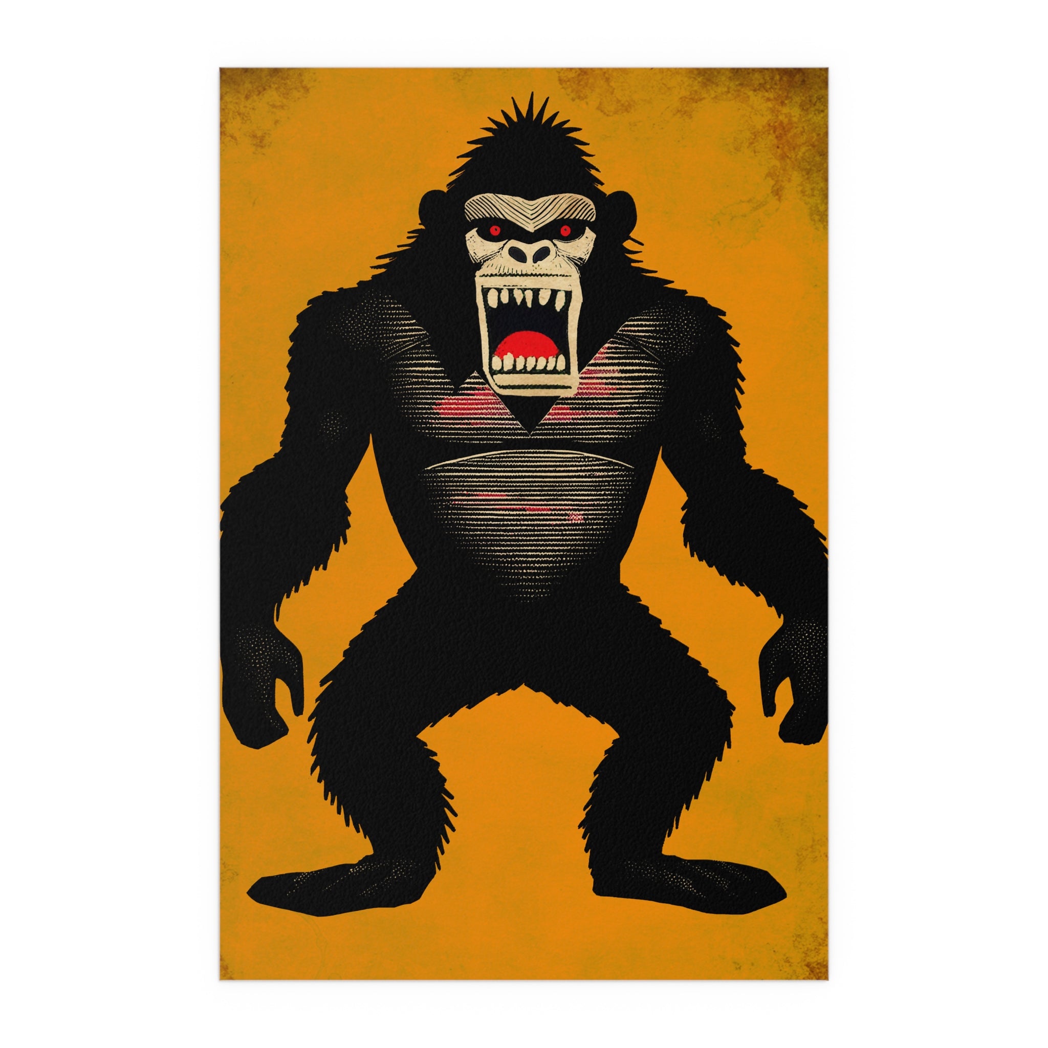 Midwest Mod Angry King Kong Seasonal Silk Poster, Indoor and Outdoor Decor, Unique Home Decor, Seasonal Decor, Halloween, Scary, King Kong, movie monster
