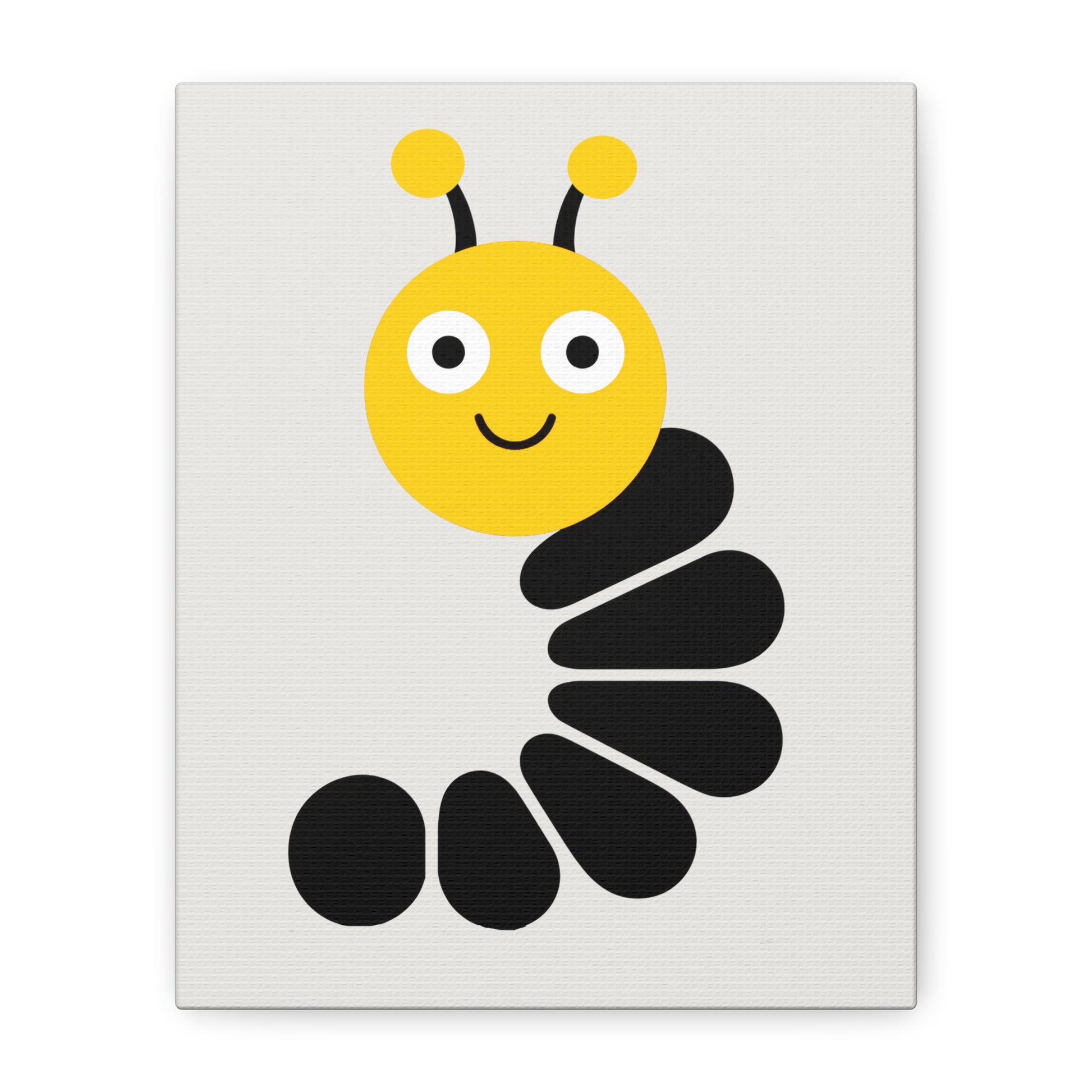 Midwest Modern Simple Graphic Yellow & Black Caterpillar Nursery Art Print - Matte Canvas, Stretched, 1.25"