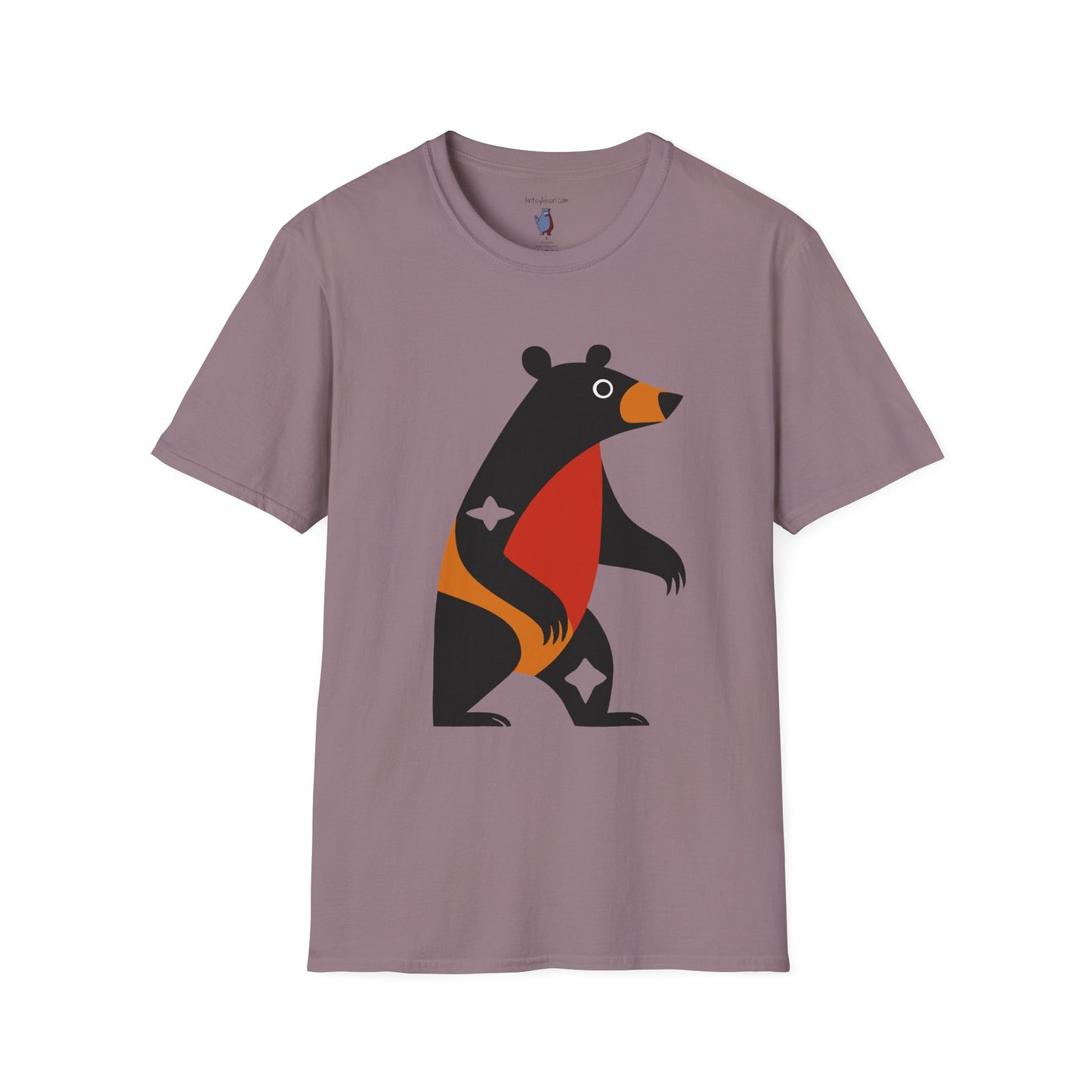 Mod Diamond Black Bear Graphic Art Tee - 100% Cotton T-Shirt