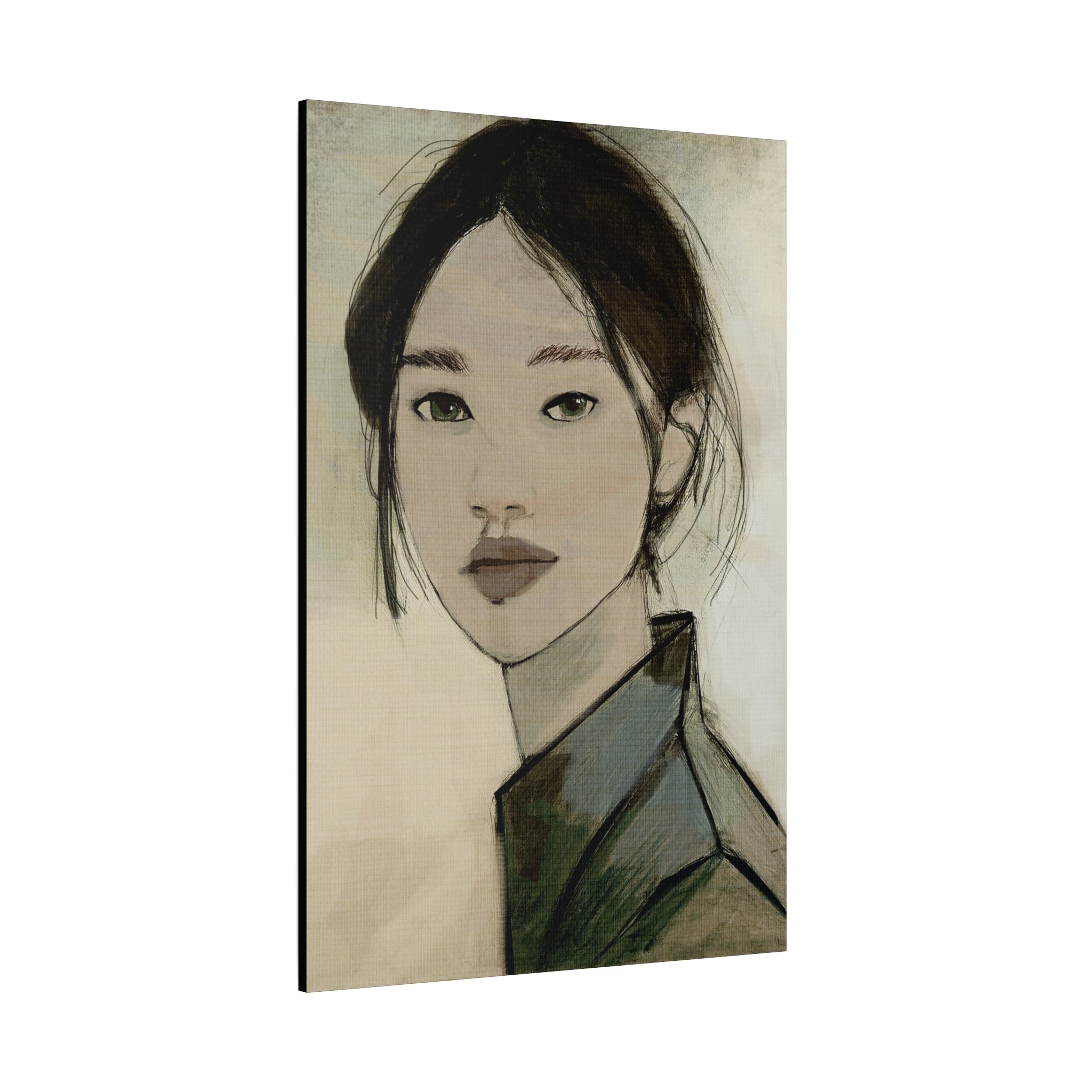 Abstract Woman Portrait Collaborative Modern Art Print Number Three- Matte Canvas, Stretched, 1.25"