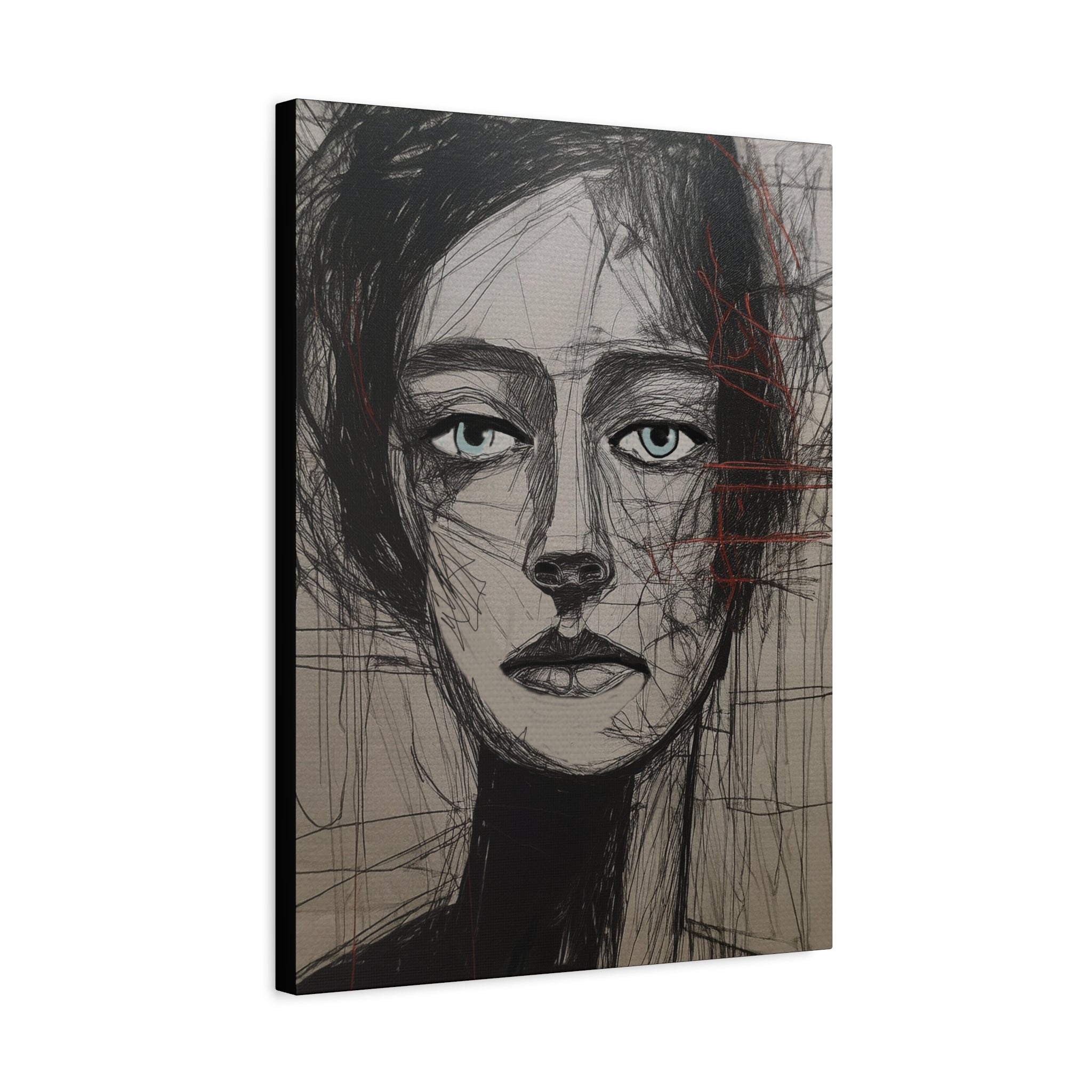 Abstract Woman Portrait Collaborative Modern Art Print Number Two- Matte Canvas, Stretched, 1.25"