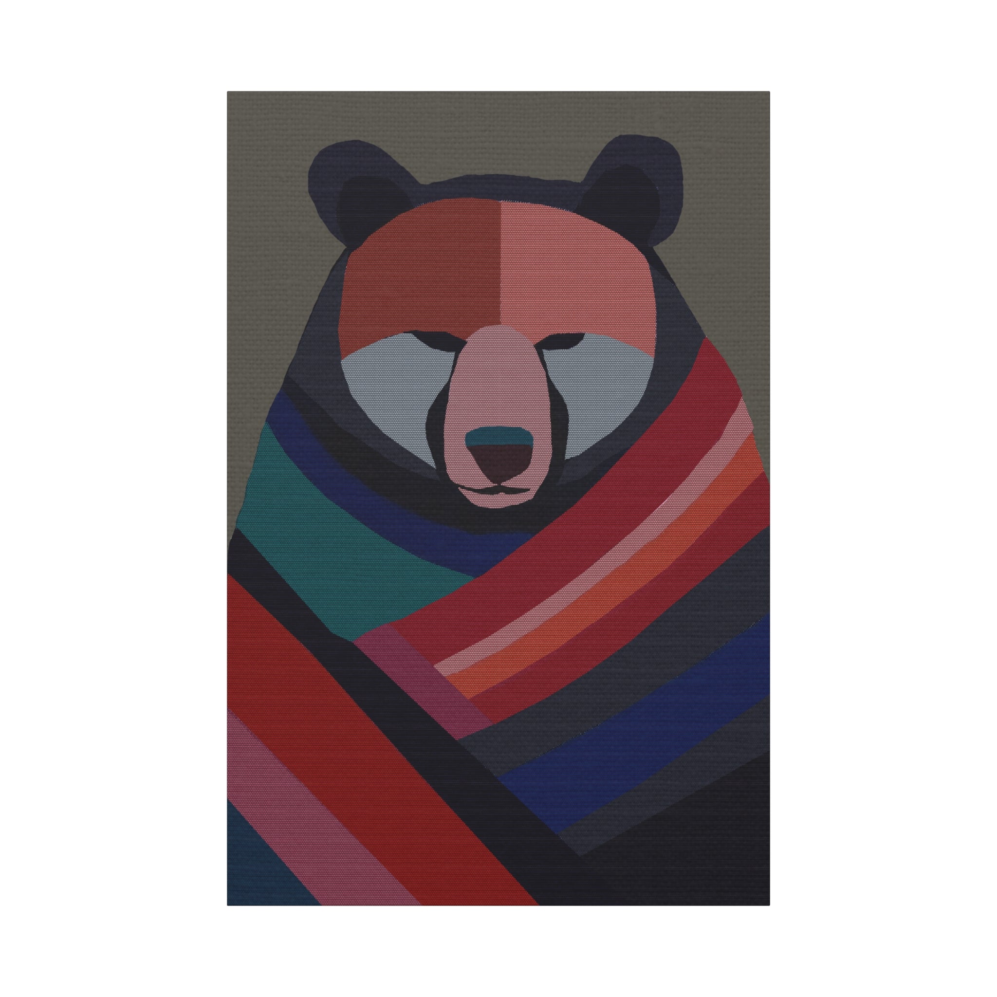 Midwest Mod Bear with Papoose Blanket Winter Print- Matte Canvas, Stretched, 1.25", holiday decor, winter, cozy, bears, blankets