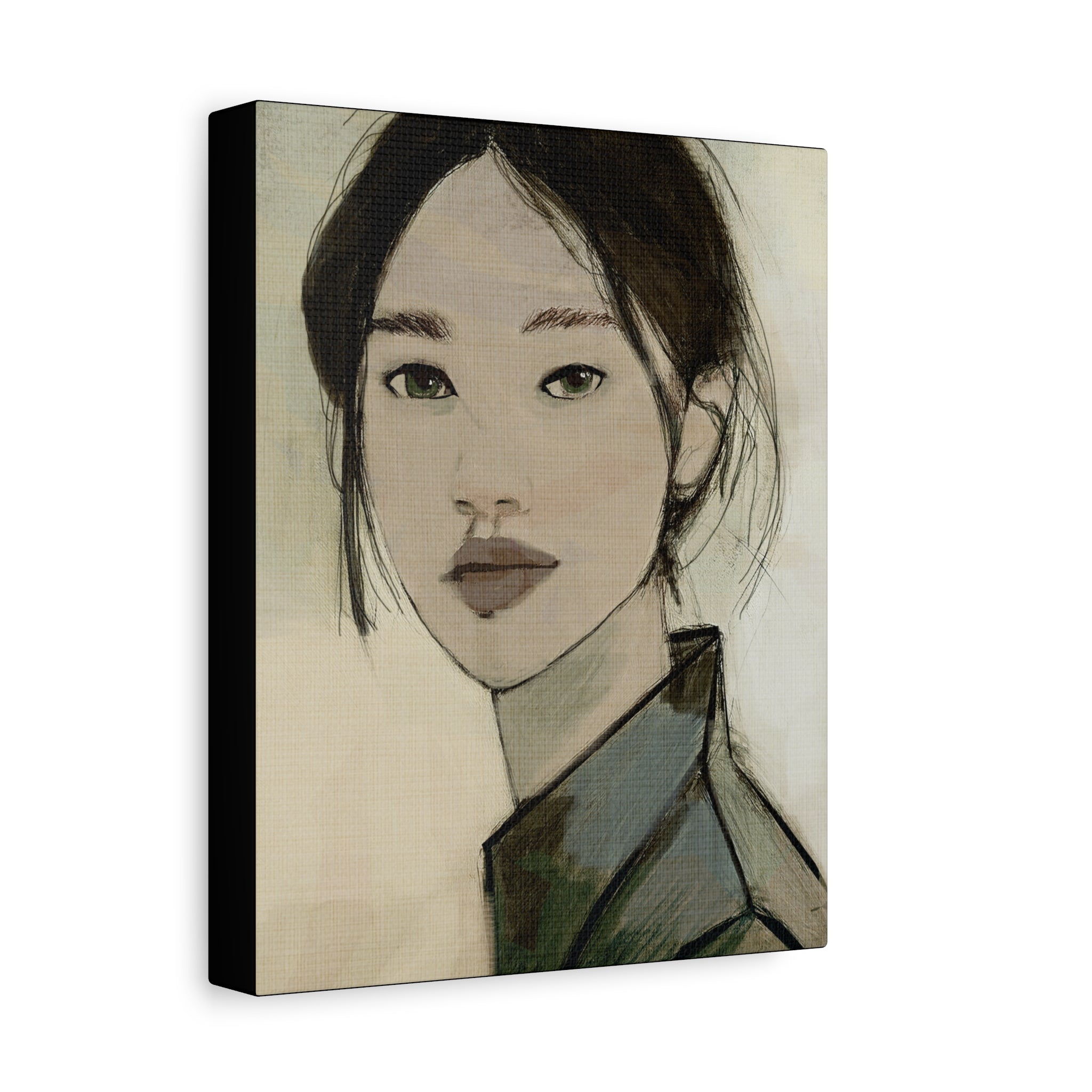 Abstract Woman Portrait Collaborative Modern Art Print Number Three- Matte Canvas, Stretched, 1.25"