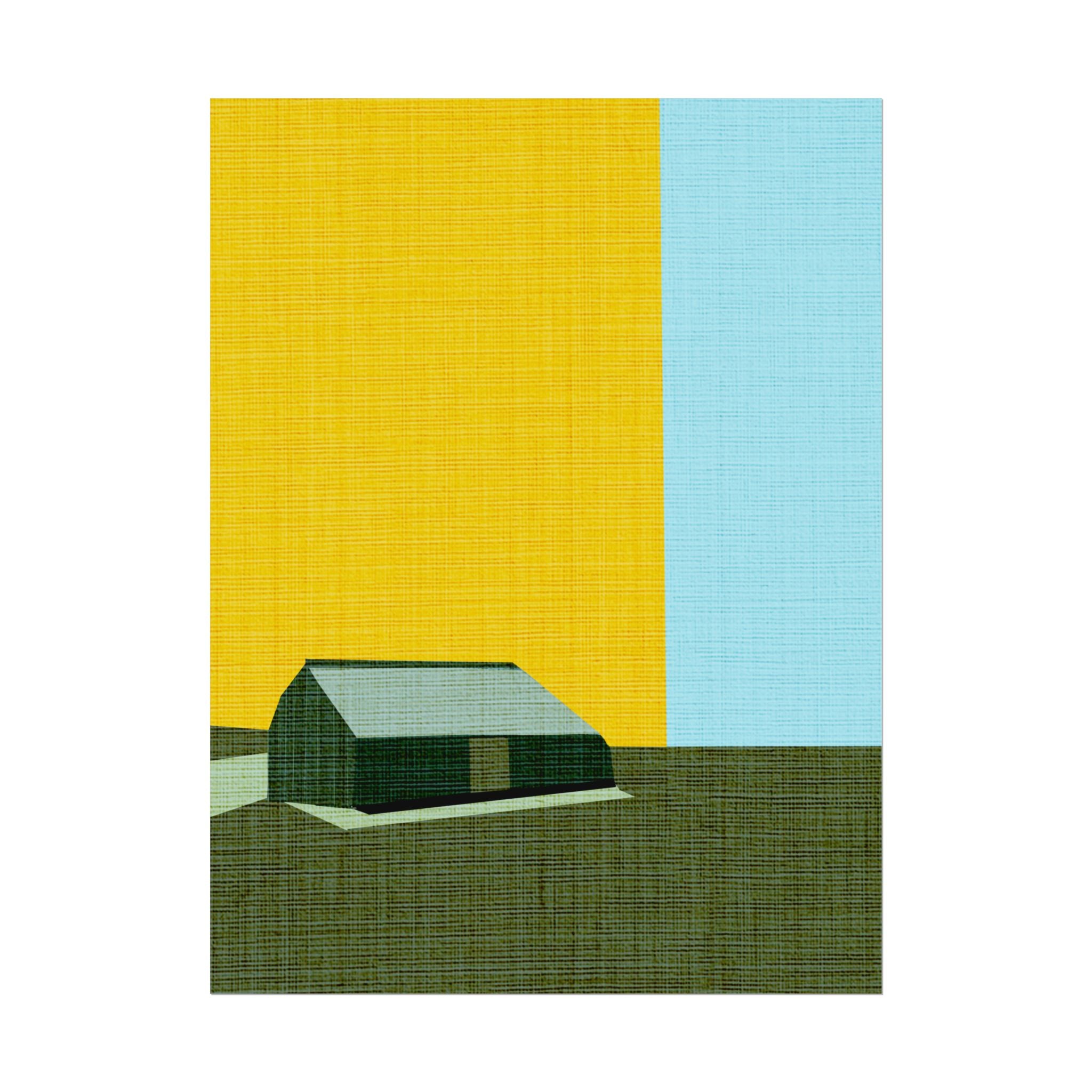 Midwest Modern Prairie Green Barn Landscape Print Rolled Poster | Wall Art, Midwest Mod, Prairie, Architecture