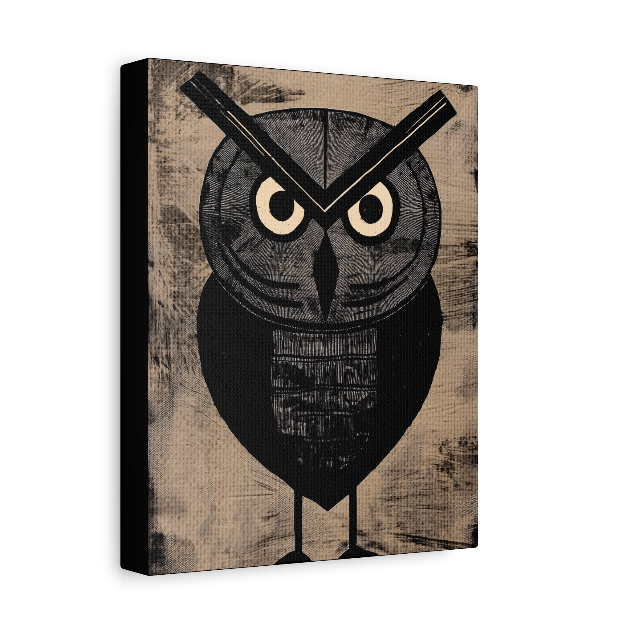 Mid Century Modern Short Owl No. 1 Art Print - Matte Canvas, Stretched, 1.25"