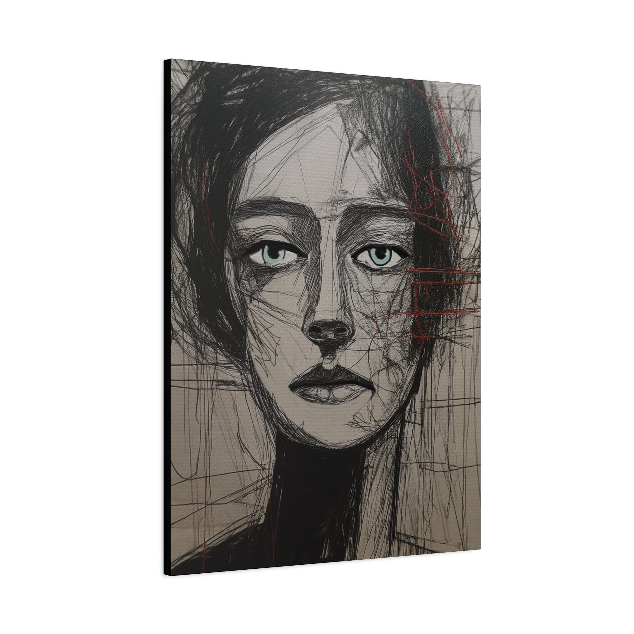Abstract Woman Portrait Collaborative Modern Art Print Number Two- Matte Canvas, Stretched, 1.25"