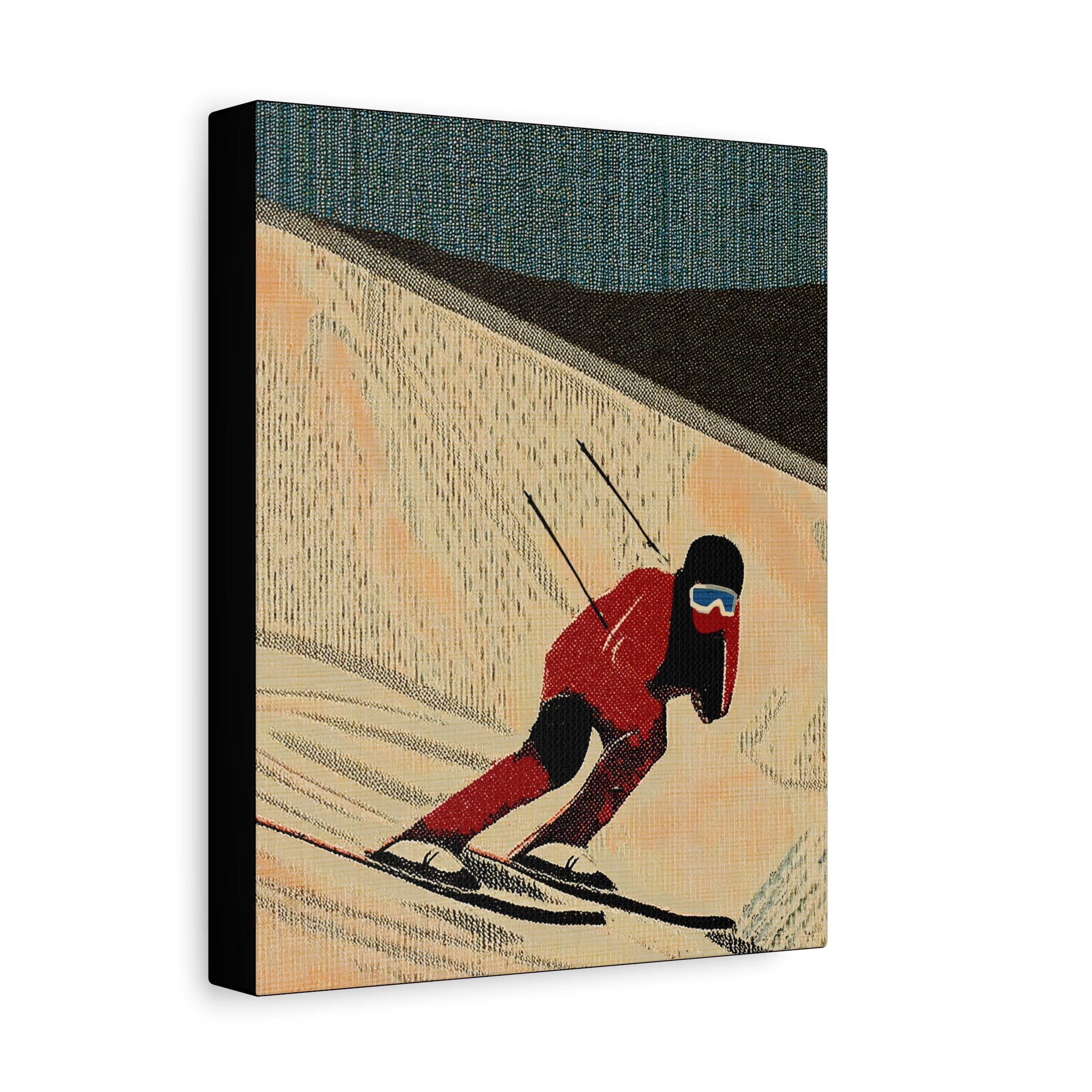 Midwest Mod Seasonal Winter Art Print Downhill Skier - Matte Canvas, Stretched, 1.25"