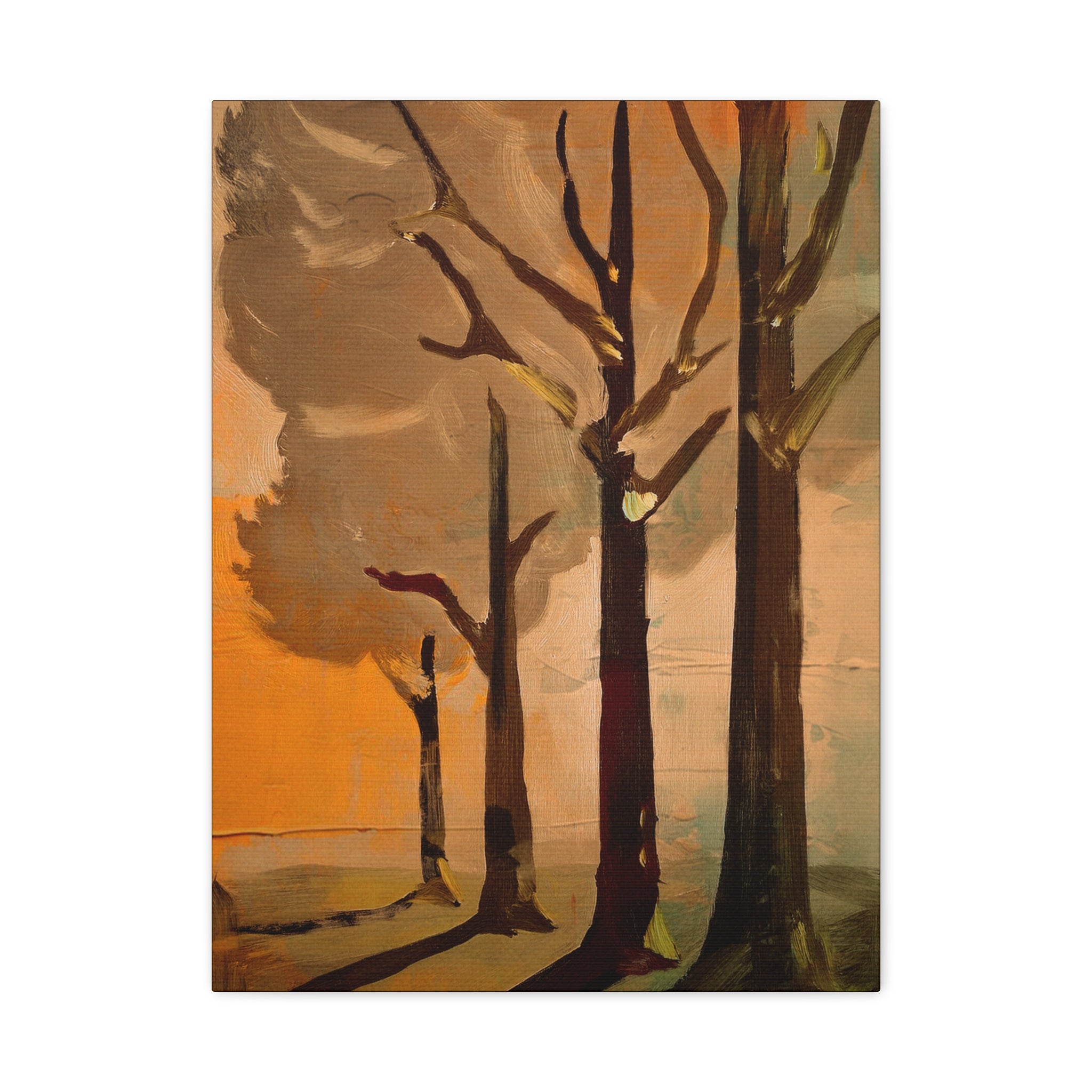 Midwest Mod Summer Cottonwood Trees Art Print - Matte Canvas, Stretched, 1.25"