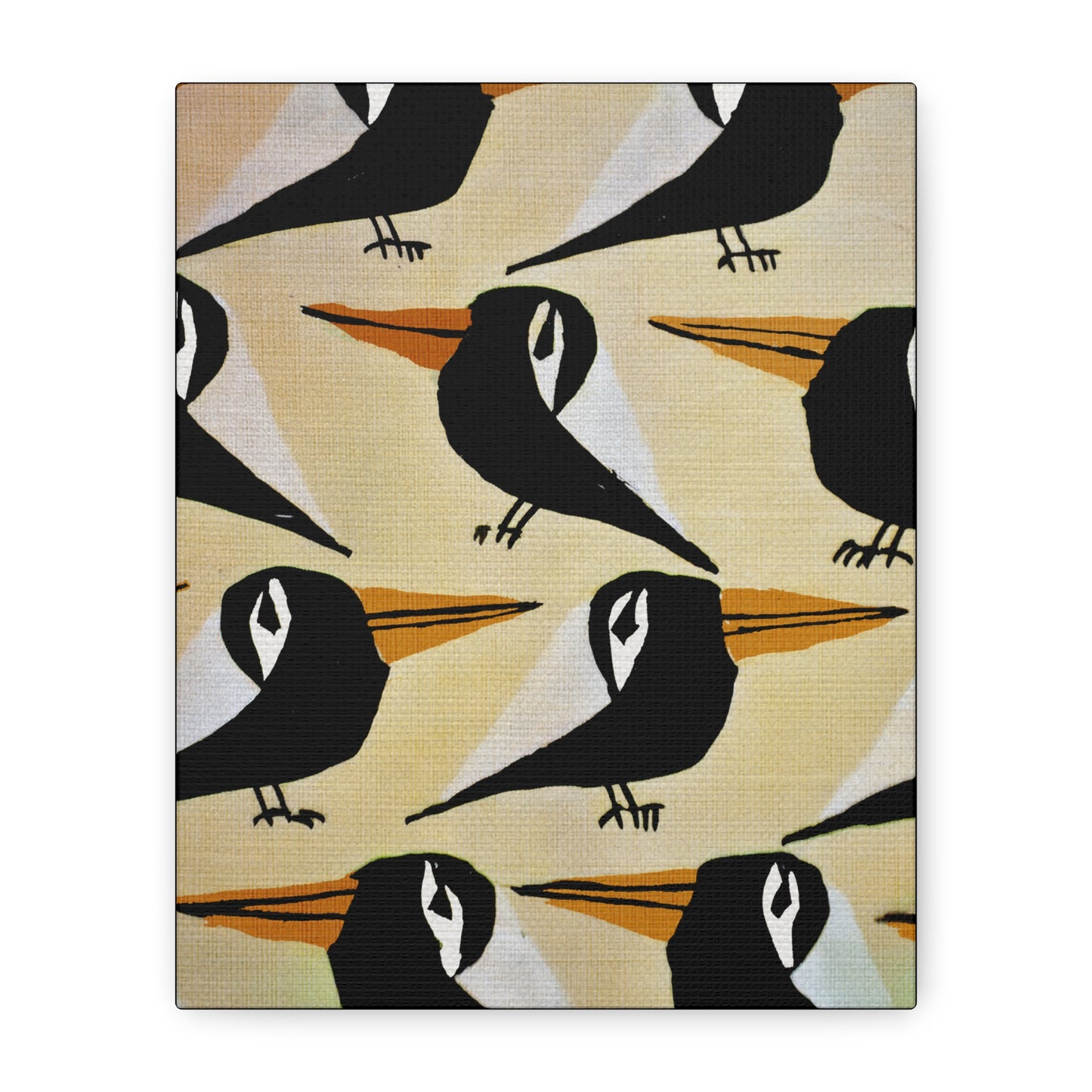 Midwest Modern Black and White Retro Bird Art Print - Matte Canvas, Stretched, 1.25"