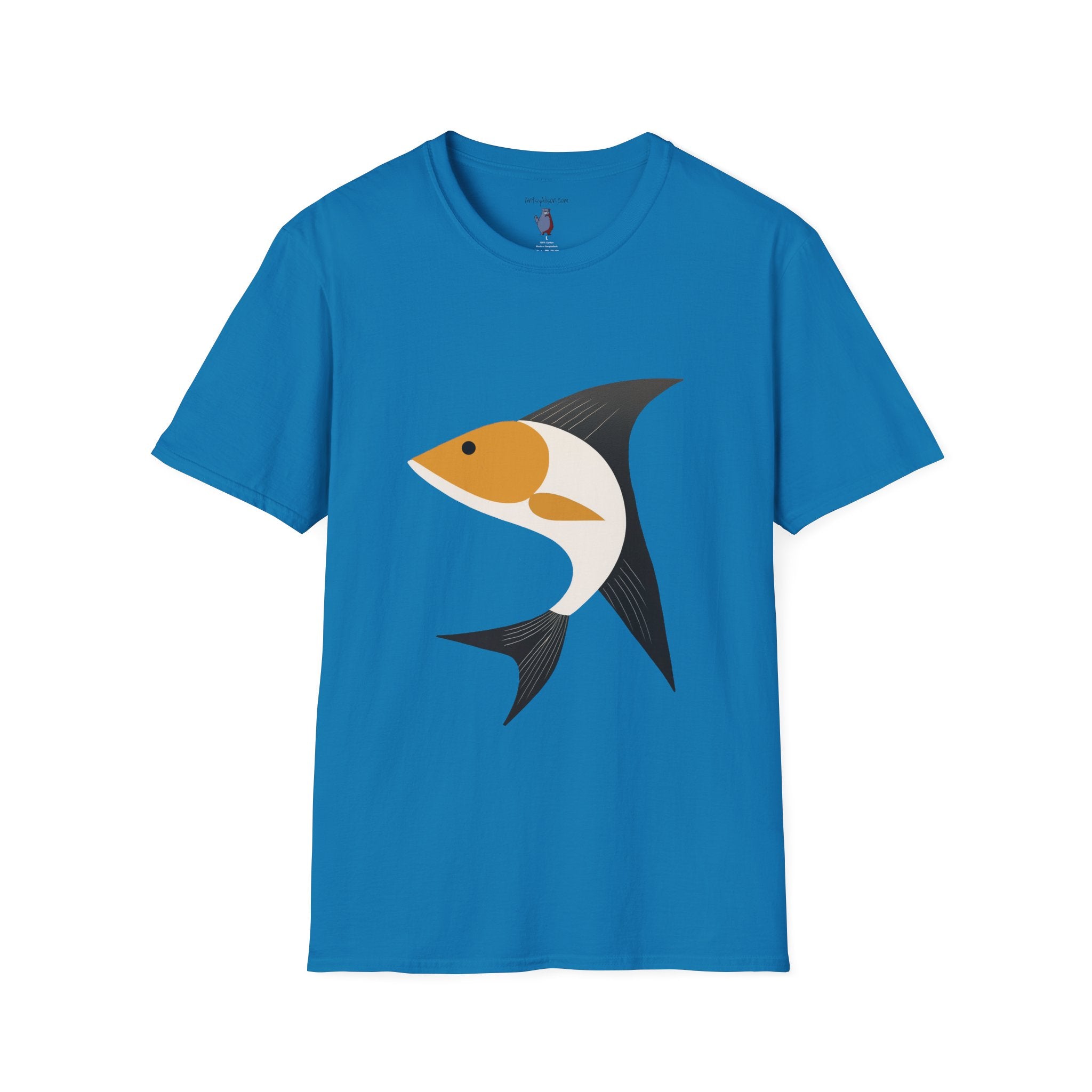 Bold Leaping Fish Graphic Art Tee - 100% Cotton T-Shirt