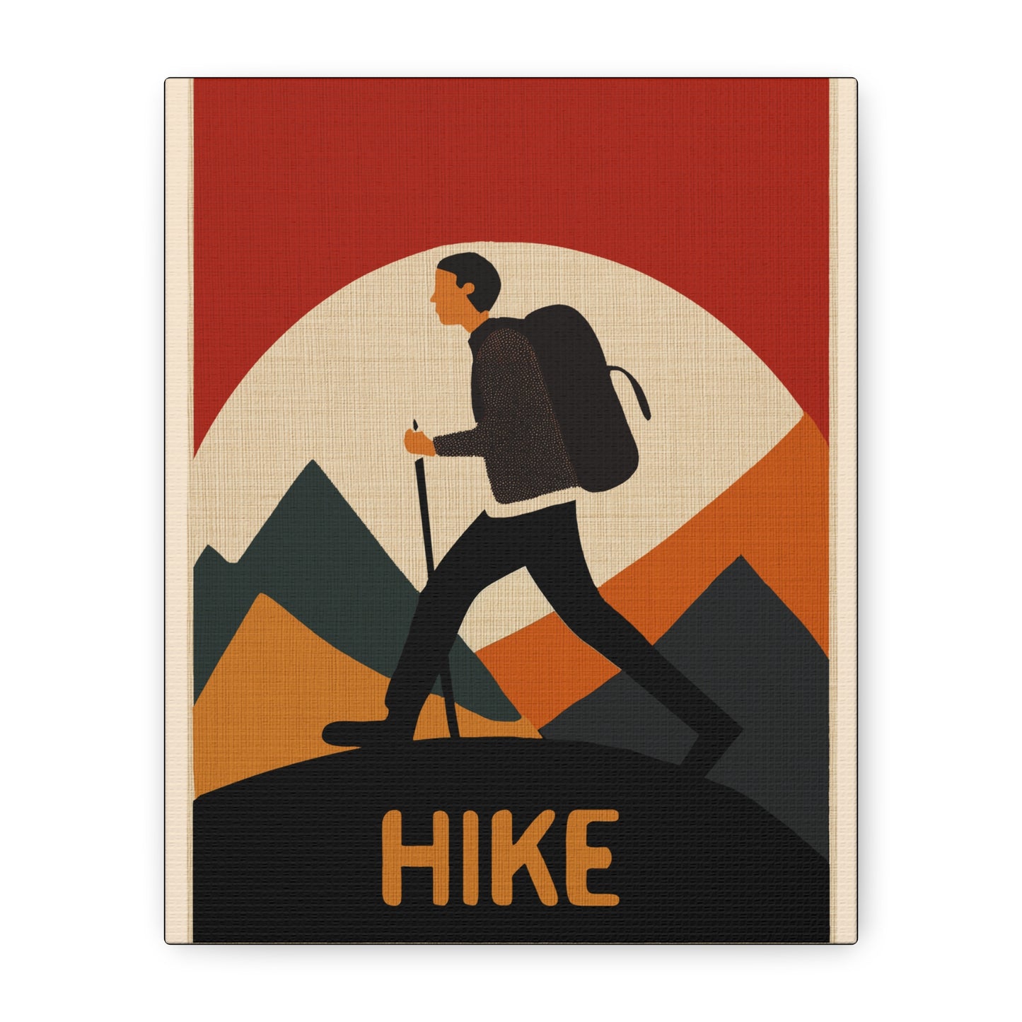 Midwest Modern Summer Activity HIKE Hiking Art Print - Matte Canvas, Stretched, 1.25"