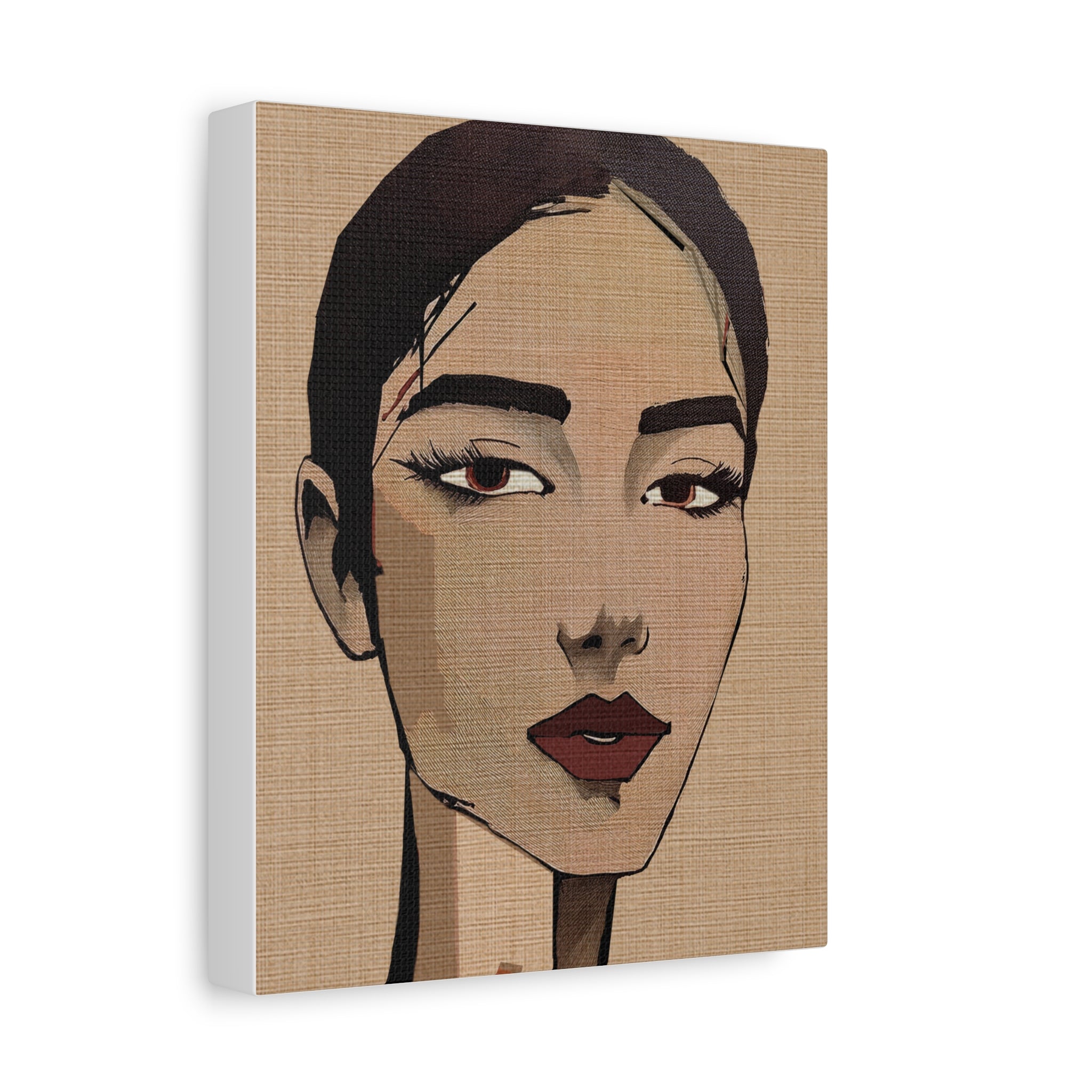 Abstract Woman Portrait Short Hair Don't Care Art Print - Matte Canvas, Stretched, 1.25"