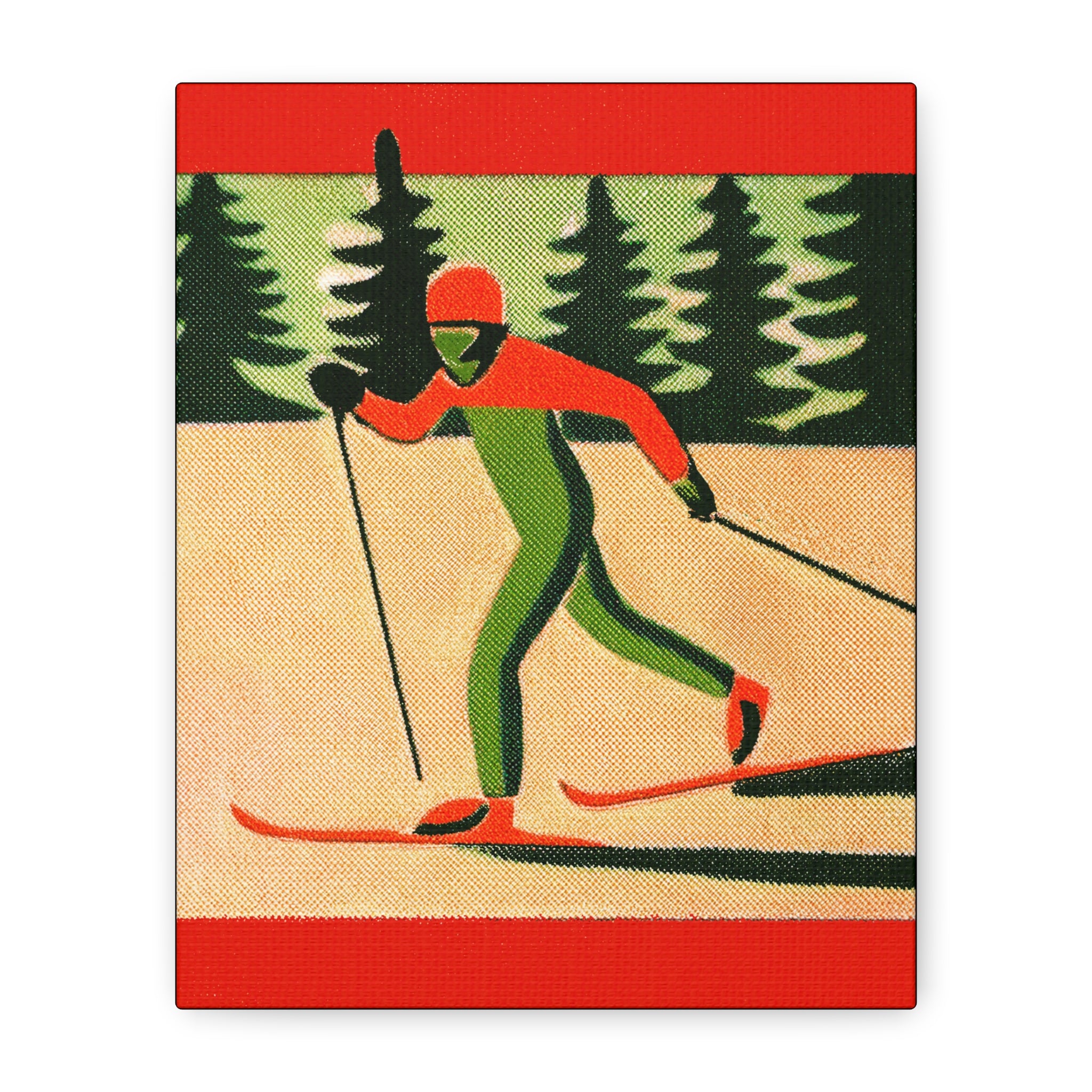 Midwest Mod Seasonal Winter Art Print Cross Country Skier - Matte Canvas, Stretched, 1.25"