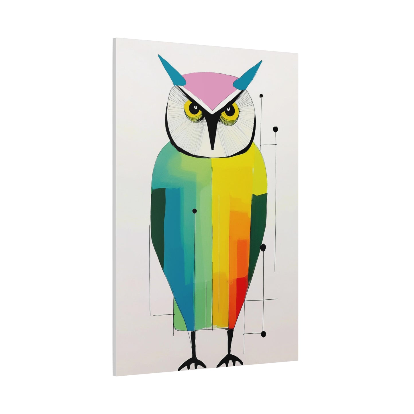 Modern Graphic Art Print Mod Inspired Owl - Matte Canvas, Stretched, 1.25"