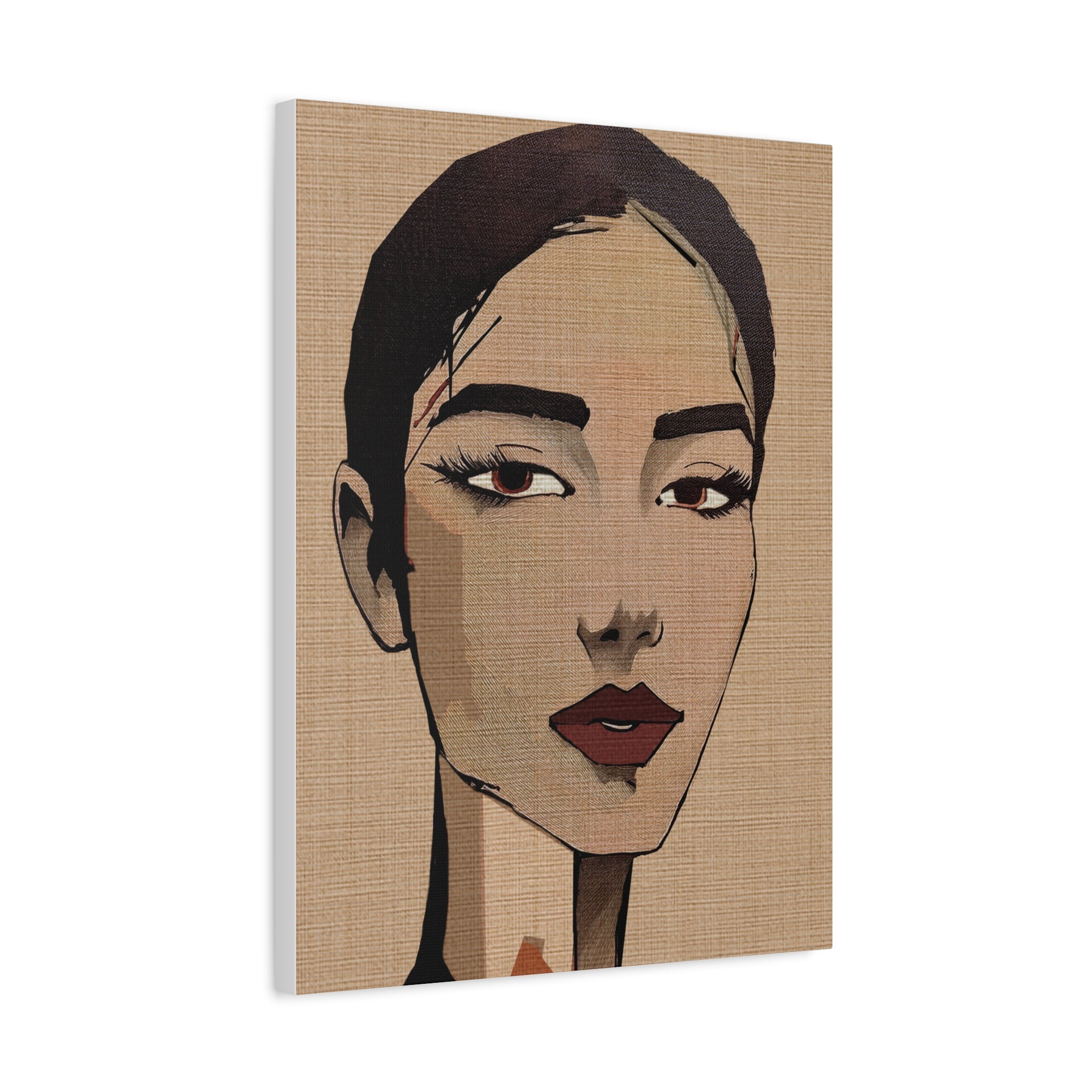 Abstract Woman Portrait Short Hair Don't Care Art Print - Matte Canvas, Stretched, 1.25"