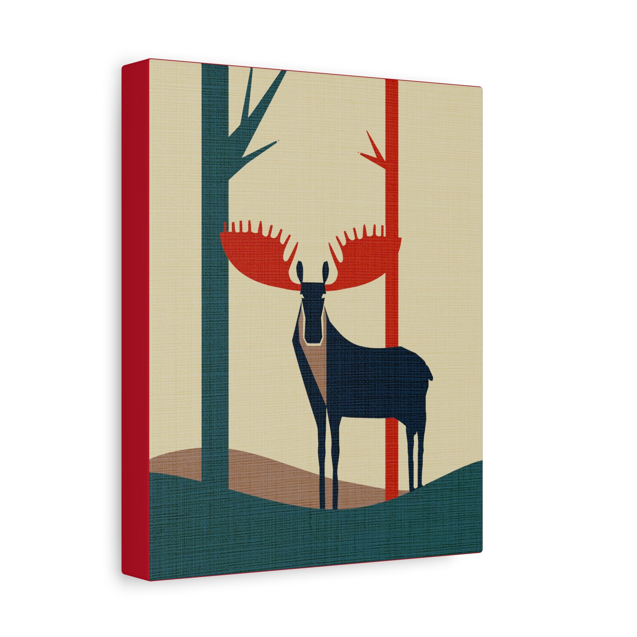 Midwest Mod Moose in Forest No. 2 Winter Print- Matte Canvas, Stretched, 1.25", holiday decor, winter, moose, forest