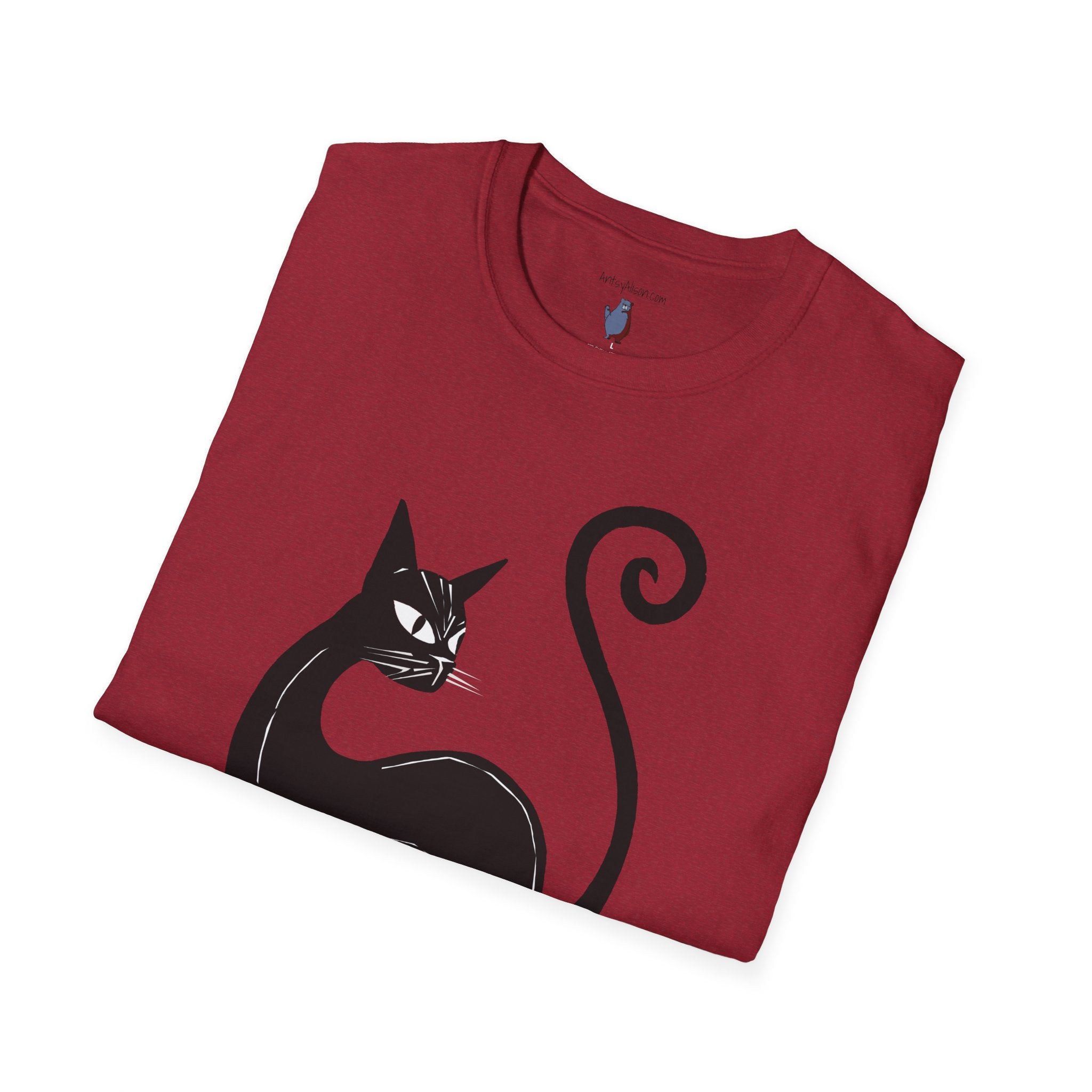 Black Cat with an Attitude Graphic Art Tee - 100% Cotton T-Shirt