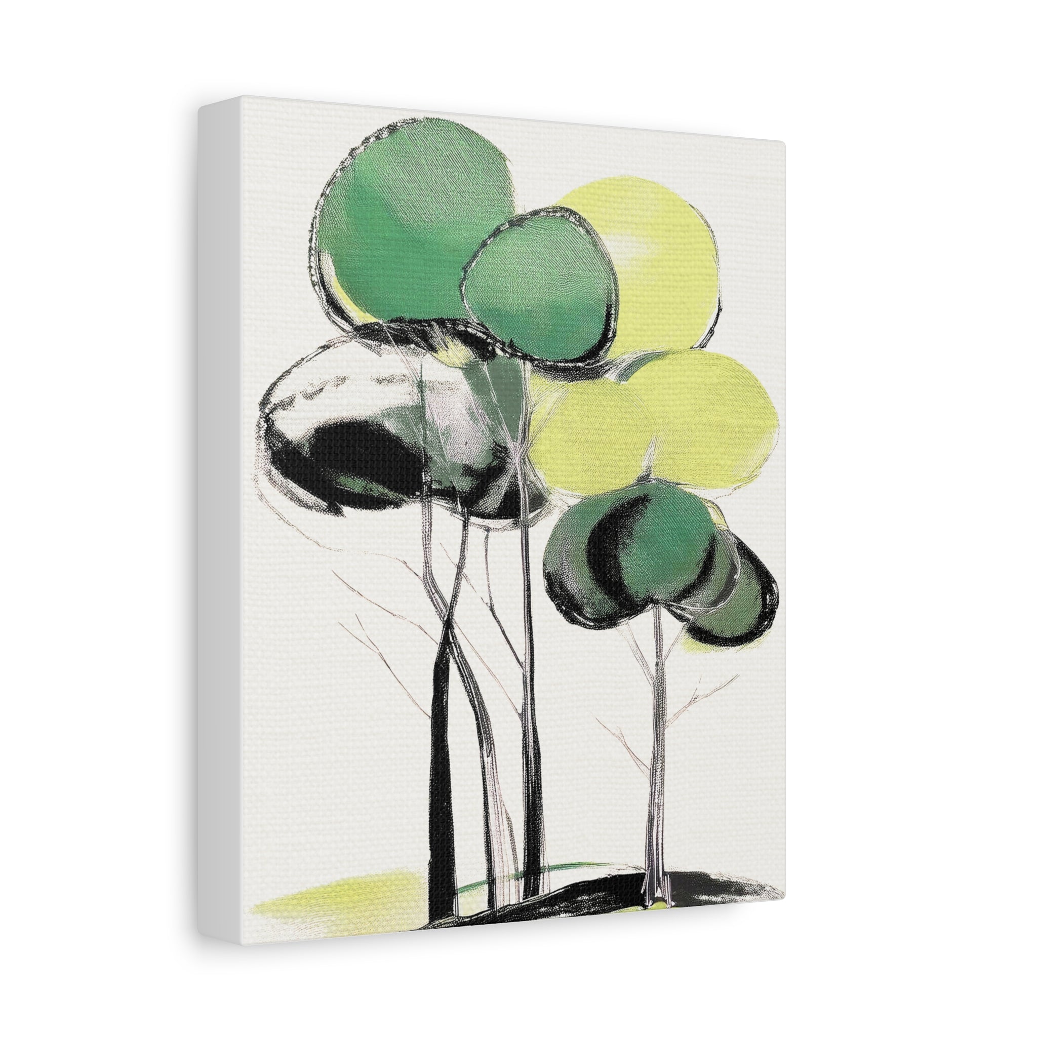Green Trees Modern Landscape - Matte Canvas, Stretched, 1.25"