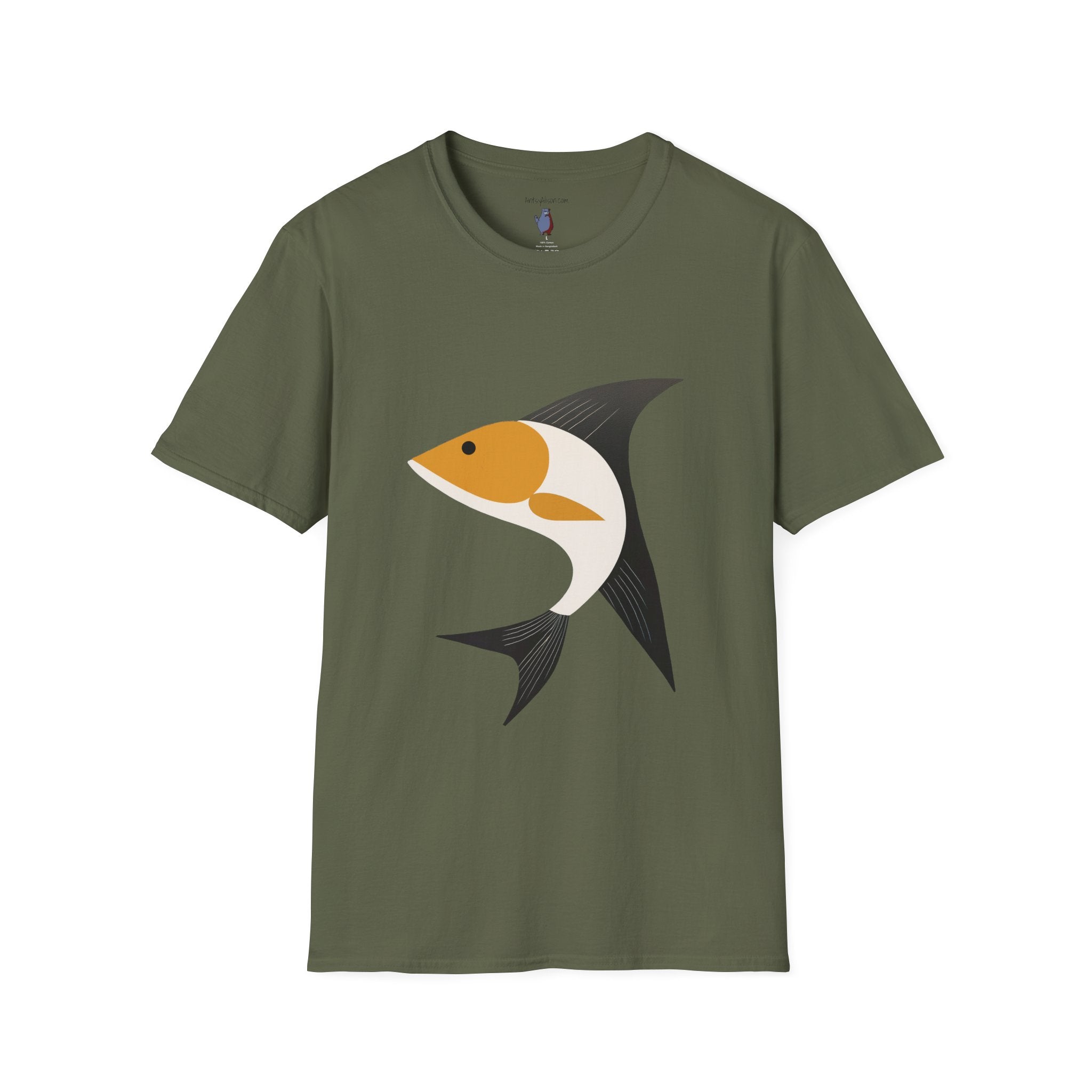 Bold Leaping Fish Graphic Art Tee - 100% Cotton T-Shirt