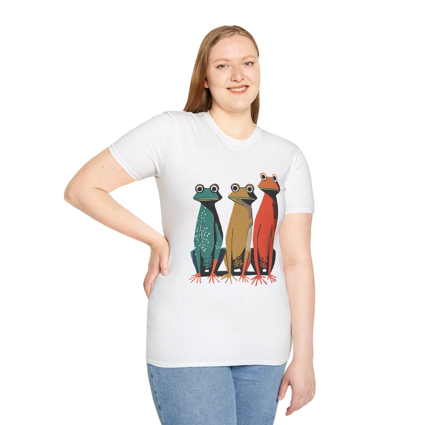 Three Frog Friends Graphic Art Print - 100% Cotton T-Shirt