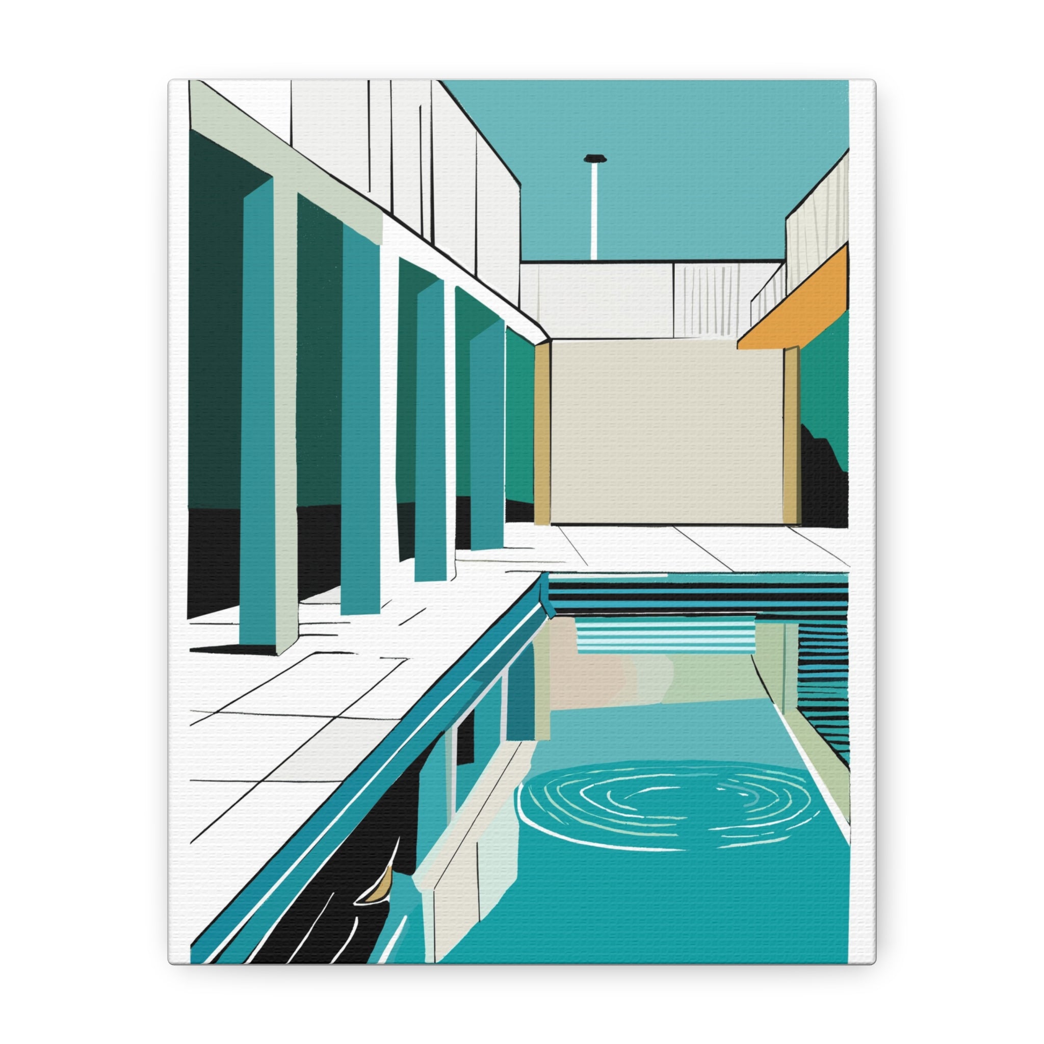Mid Century Modern Inspired Pool Number One - Matte Canvas, Stretched, 1.25"
