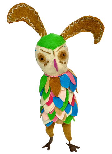 OOAK Springtime Plush Owl Soft Art Sculpture