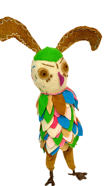 OOAK Springtime Plush Owl Soft Art Sculpture