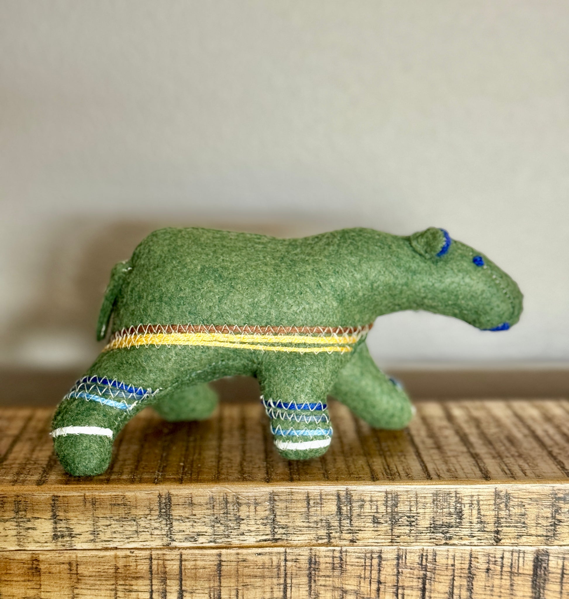 Berry Loving Forest Green Striped One of a Kind Bear Soft Art Sculpture