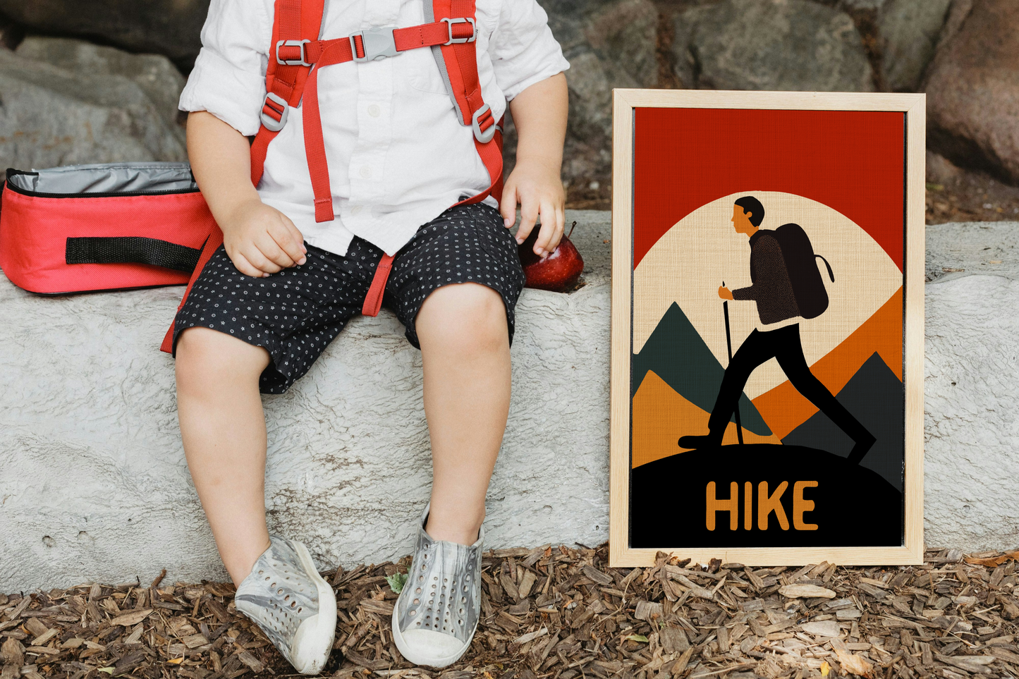 Midwest Modern Summer Activity HIKE Hiking Art Print - Matte Canvas, Stretched, 1.25"