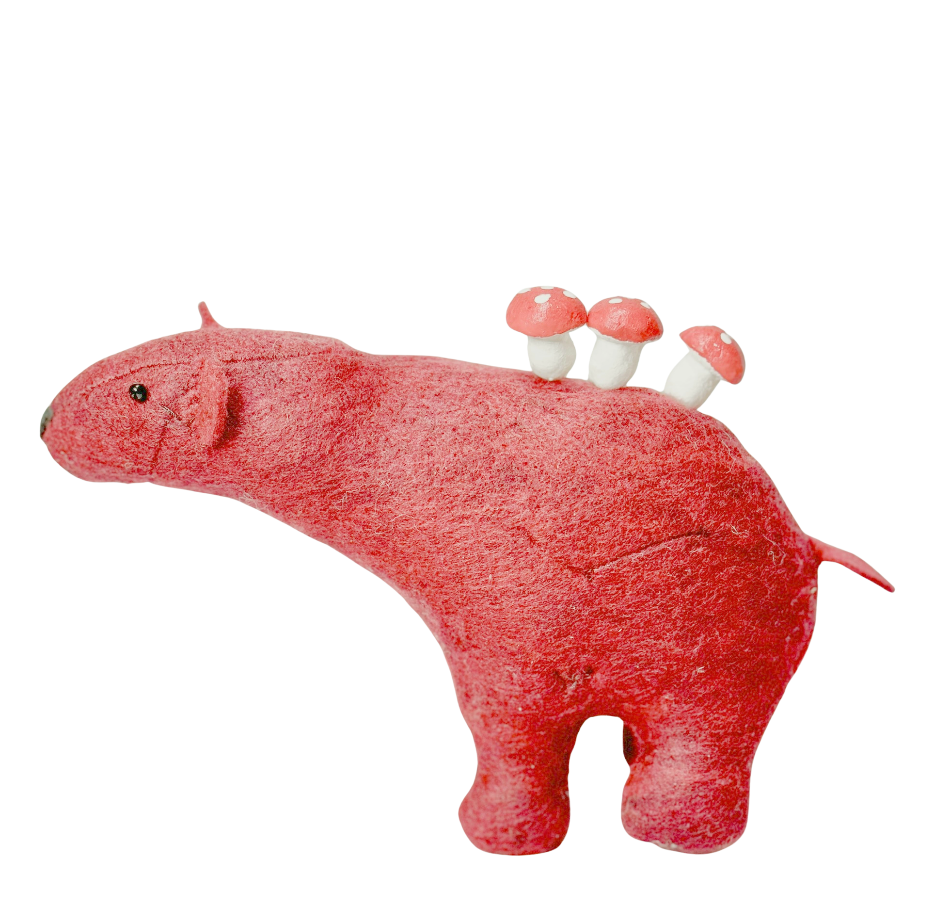 Folk Art Soft Sculpture Free Standing Bear  - Mushroom Lover- One of a Kind  - Woodland Collection